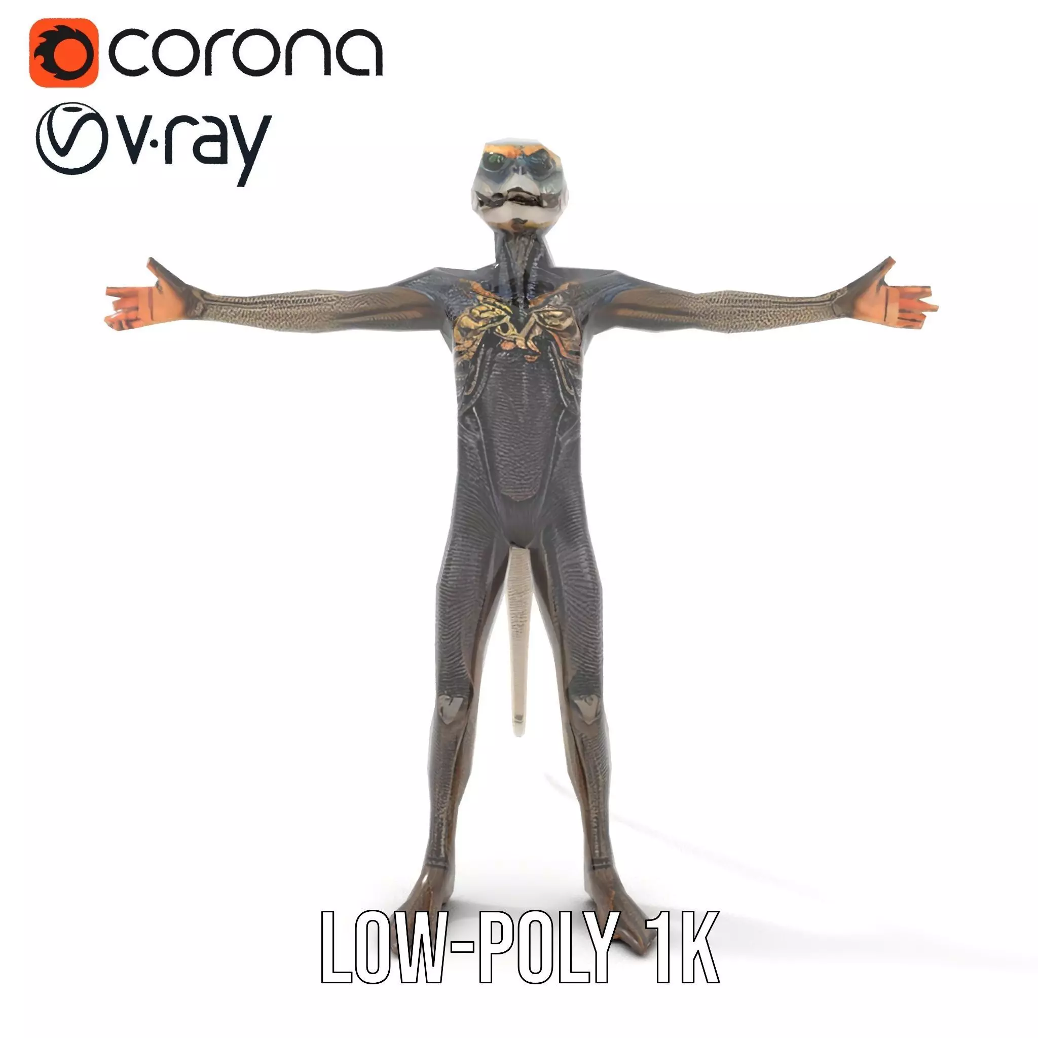 Futuristic Reptilian Figure model pack Low-poly 3D model_23