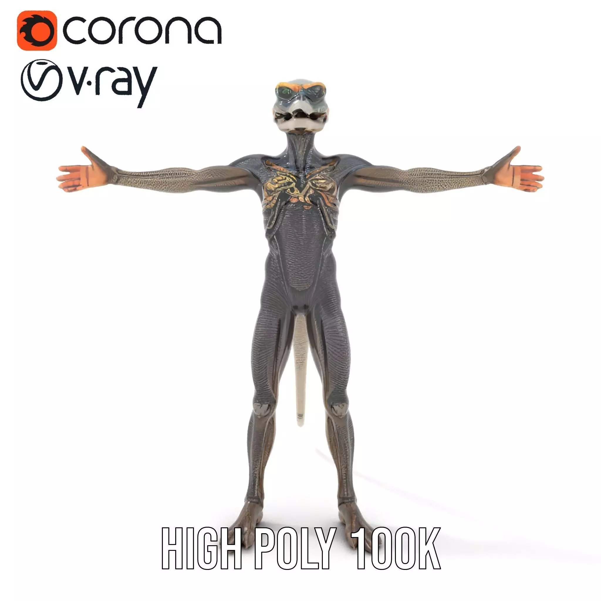 Futuristic Reptilian Figure model pack Low-poly 3D model_24