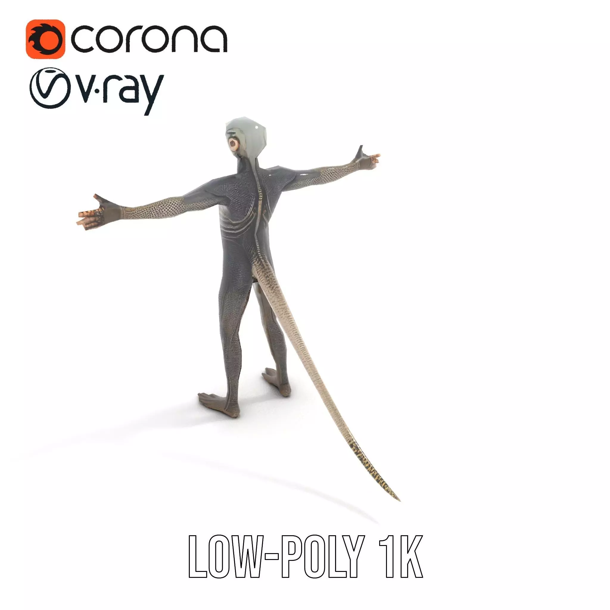 Futuristic Reptilian Figure model pack Low-poly 3D model_20