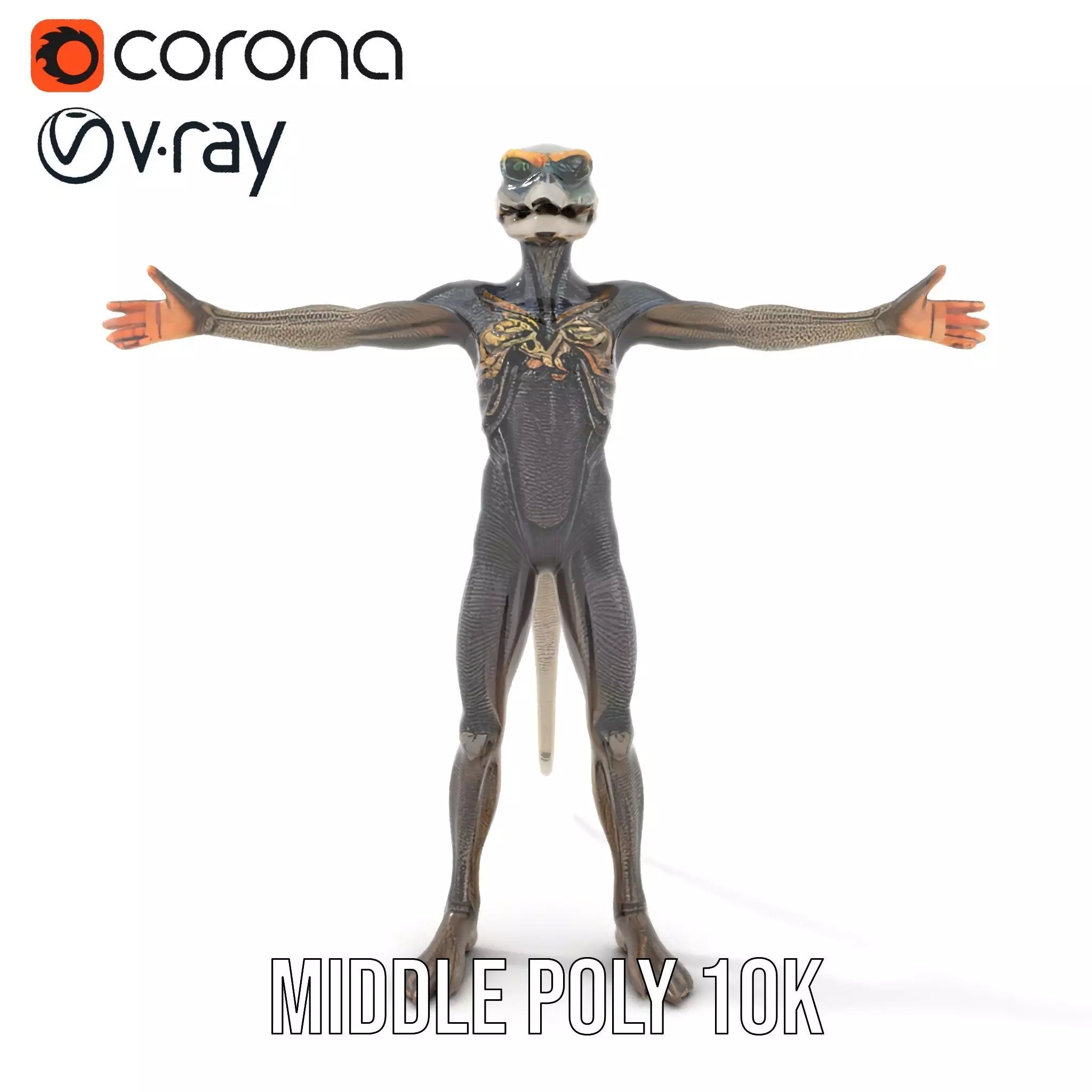 Futuristic Reptilian Figure model pack Low-poly 3D model_13