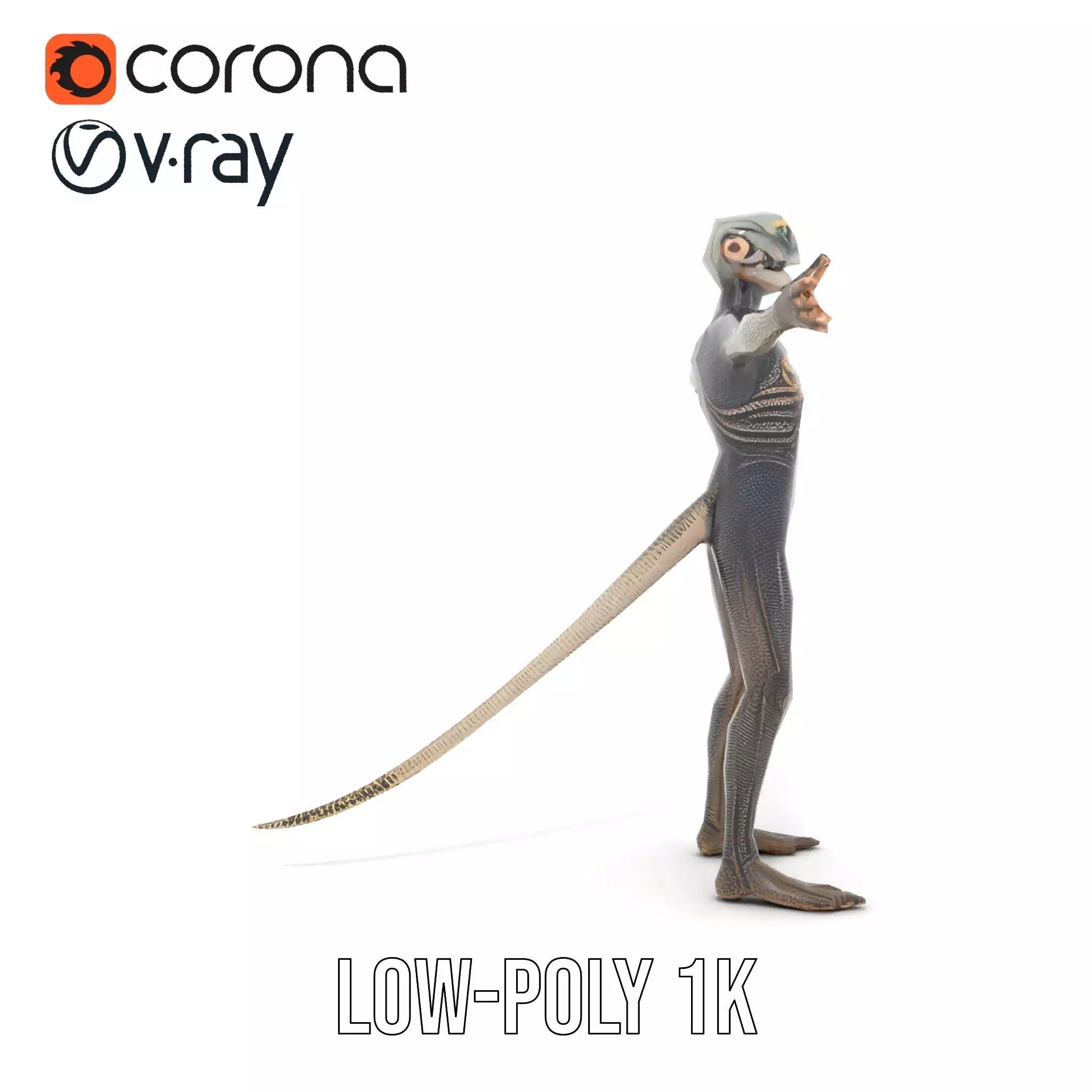 Futuristic Reptilian Figure model pack Low-poly 3D model_14