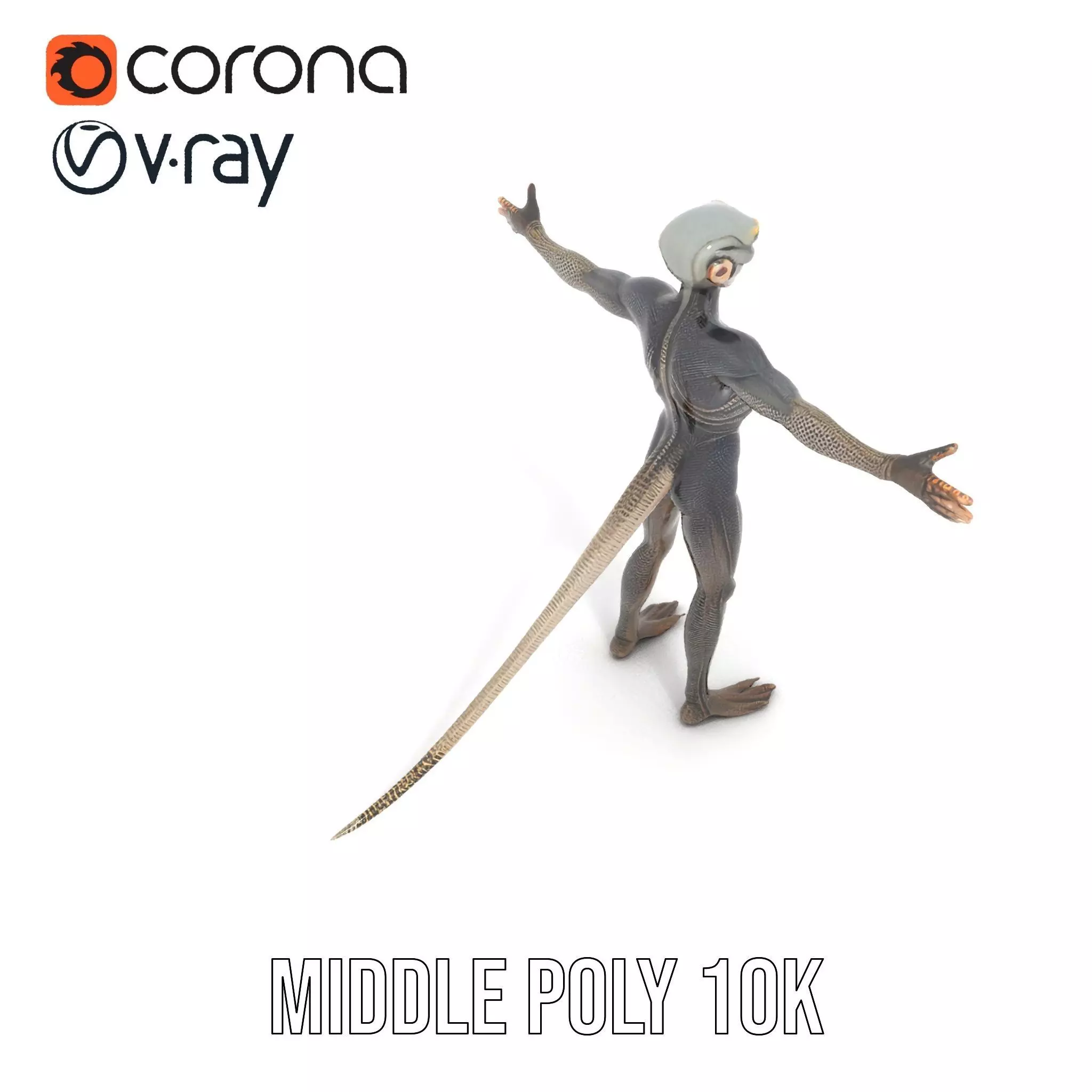 Futuristic Reptilian Figure model pack Low-poly 3D model_11