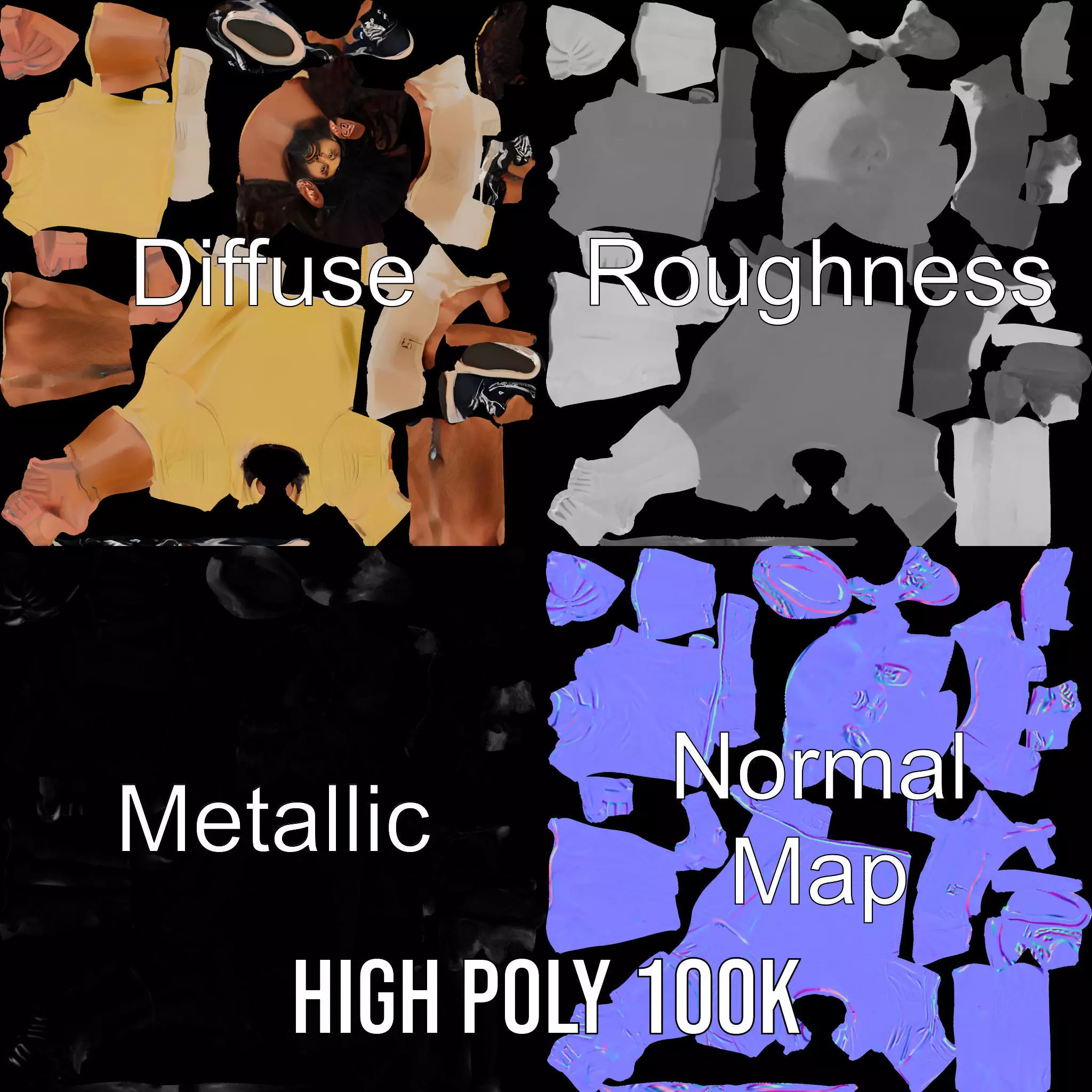 Casual Summer Outfit model pack Low-poly 3D model_4