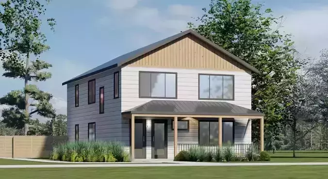 3D Model of Modern American House Exterior