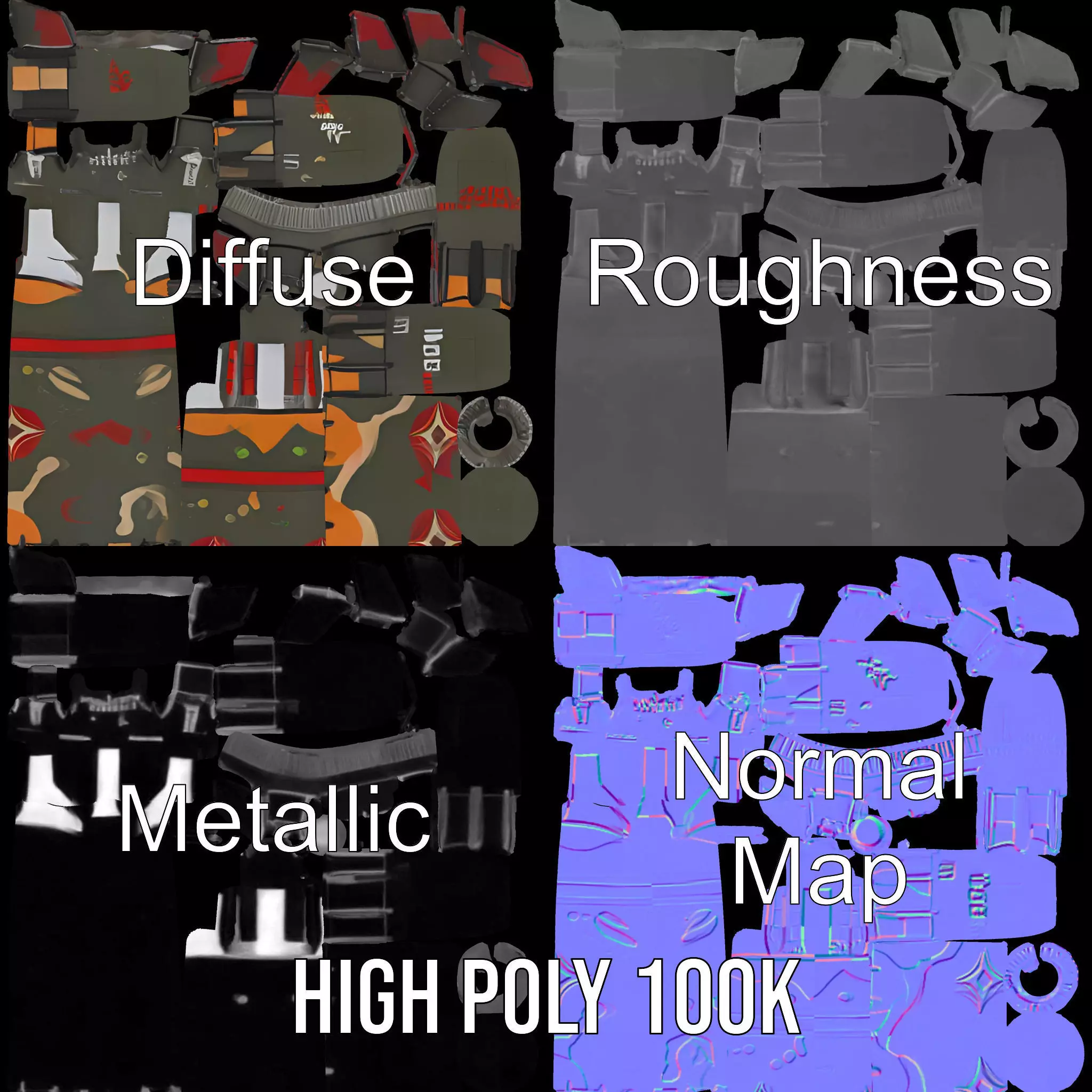 Camouflage Rocket model pack Low-poly 3D model_4