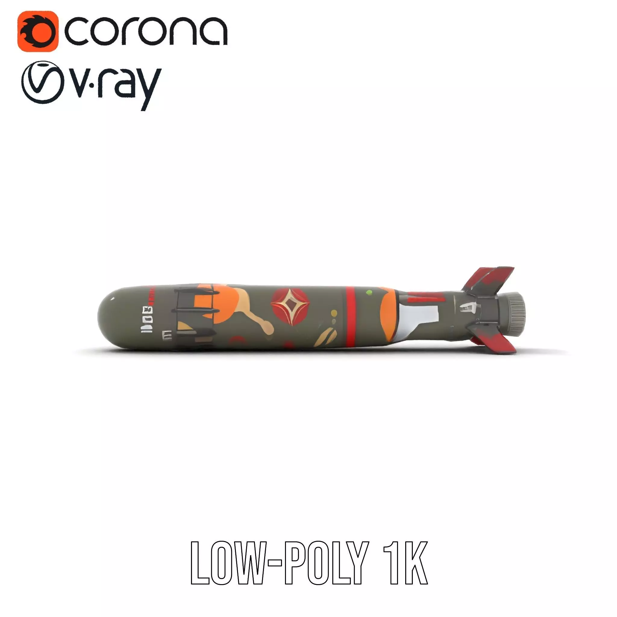 Camouflage Rocket model pack Low-poly 3D model_10
