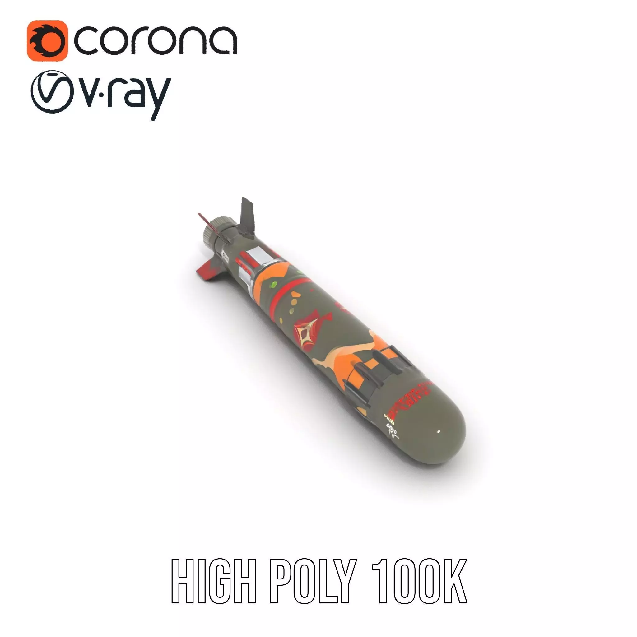 Camouflage Rocket model pack Low-poly 3D model_26
