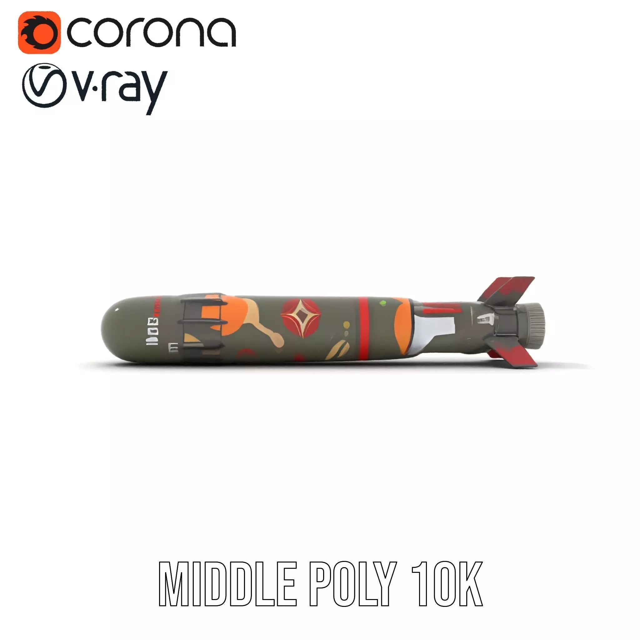 Camouflage Rocket model pack Low-poly 3D model_6