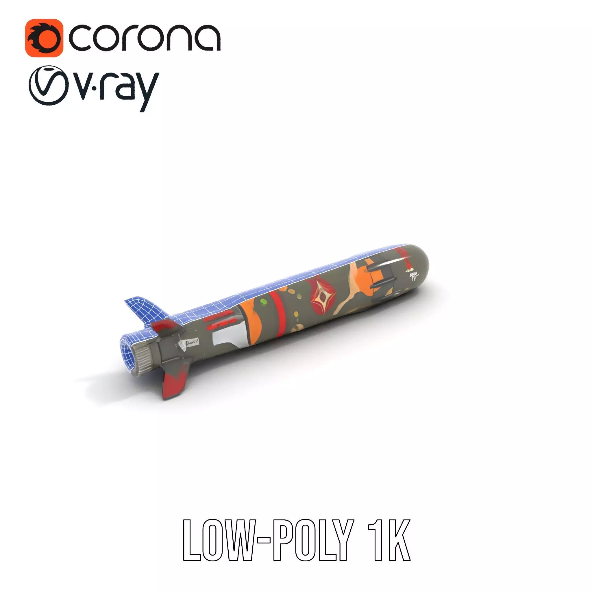 Camouflage Rocket model pack Low-poly 3D model_22