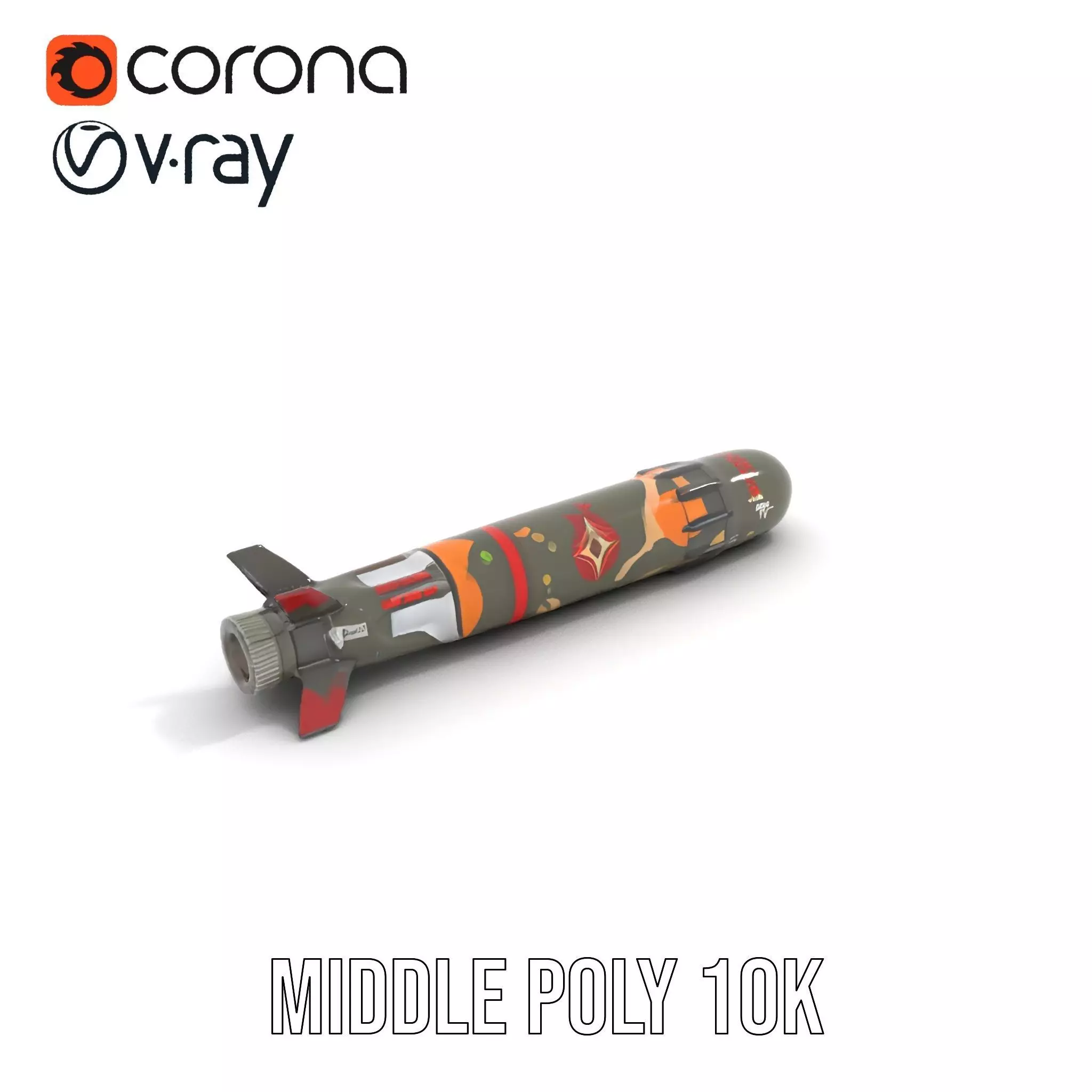 Camouflage Rocket model pack Low-poly 3D model_7