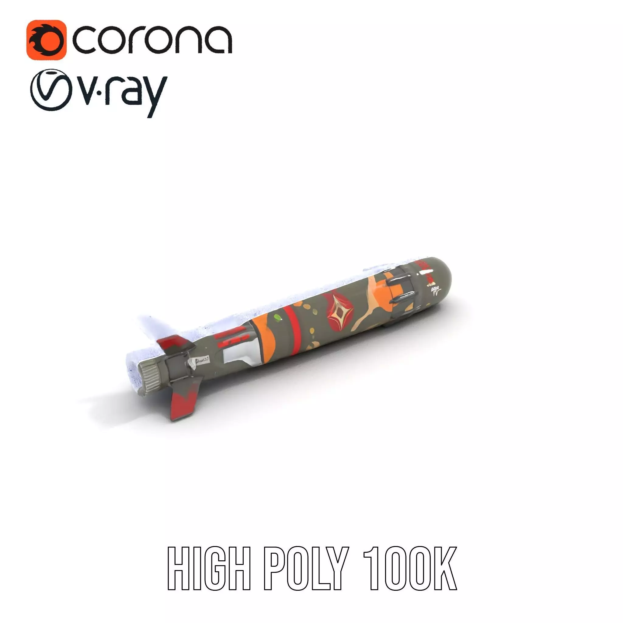 Camouflage Rocket model pack Low-poly 3D model_32