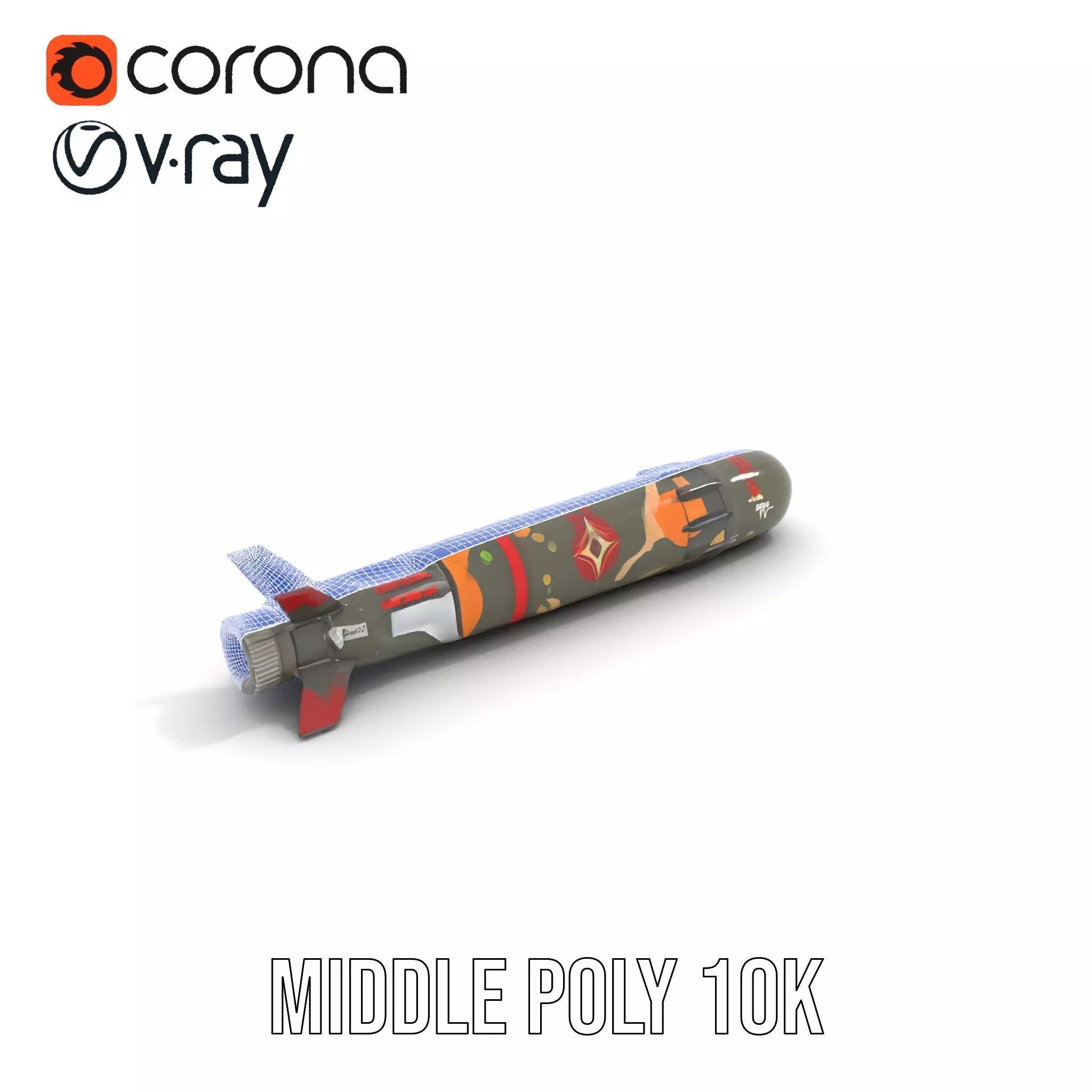 Camouflage Rocket model pack Low-poly 3D model_21