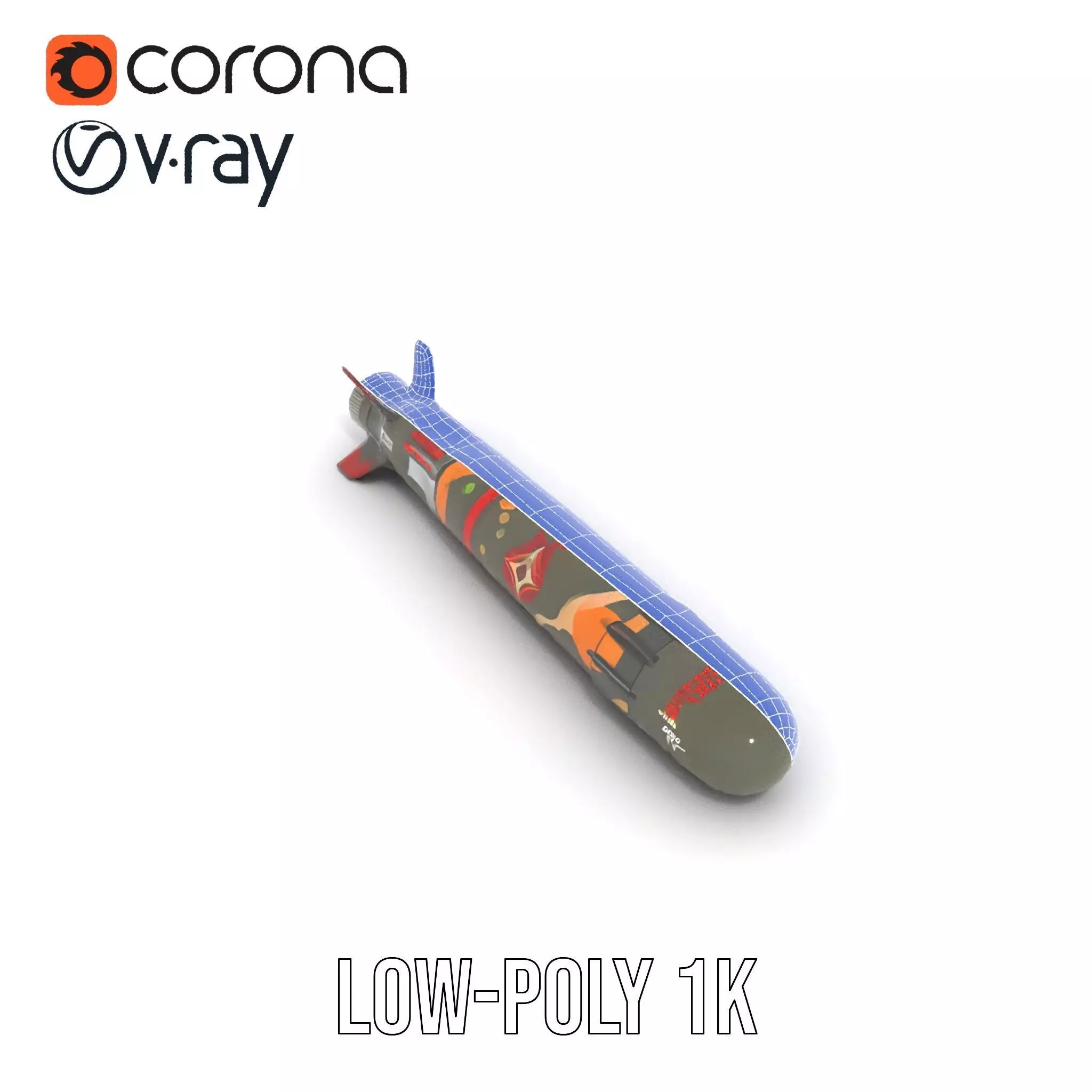 Camouflage Rocket model pack Low-poly 3D model_31