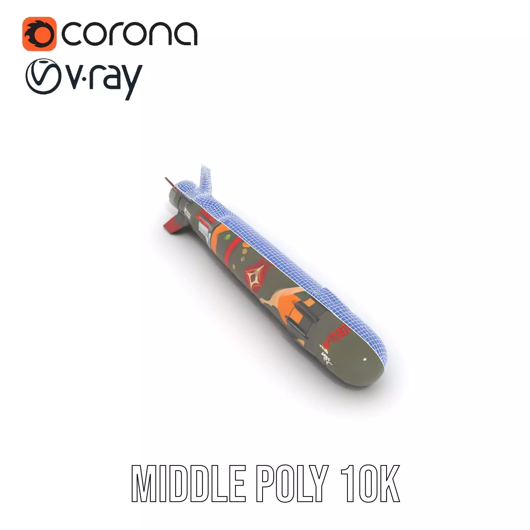 Camouflage Rocket model pack Low-poly 3D model_16