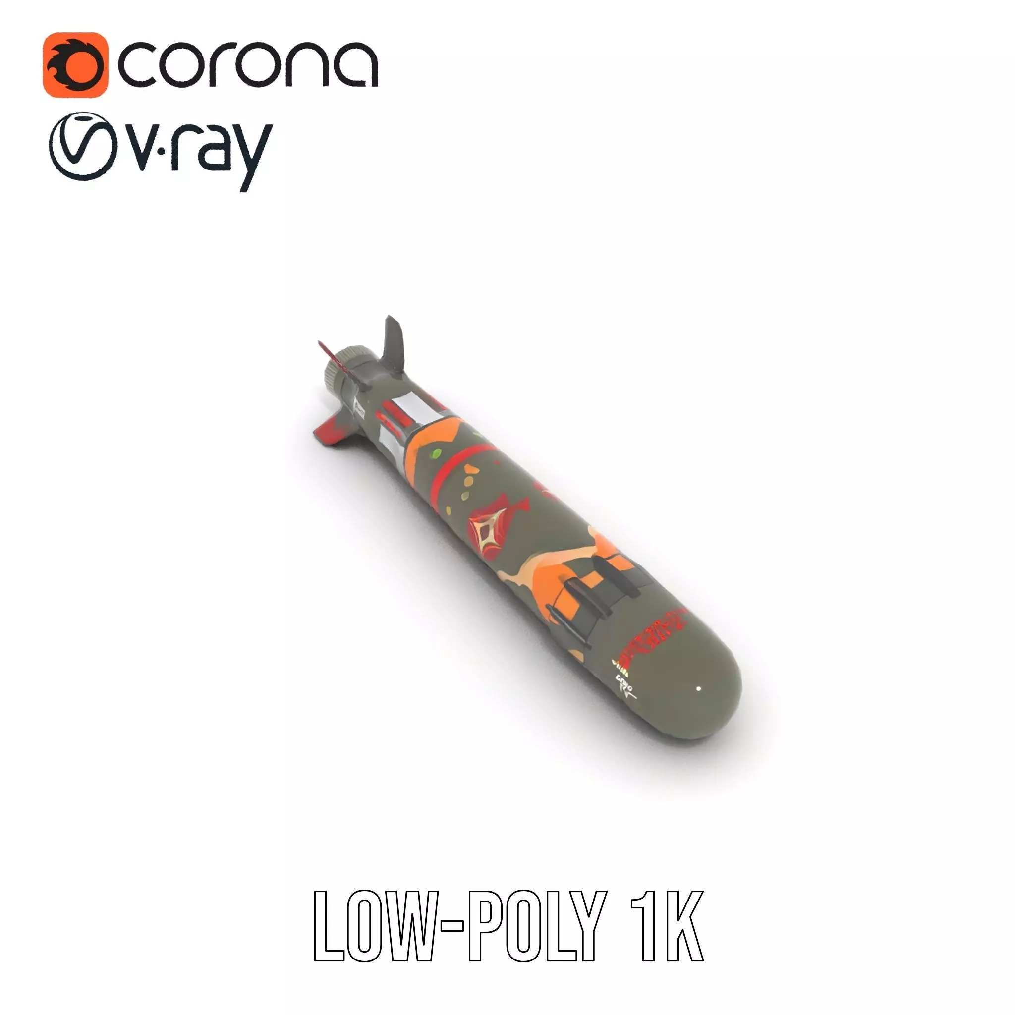 Camouflage Rocket model pack Low-poly 3D model_25