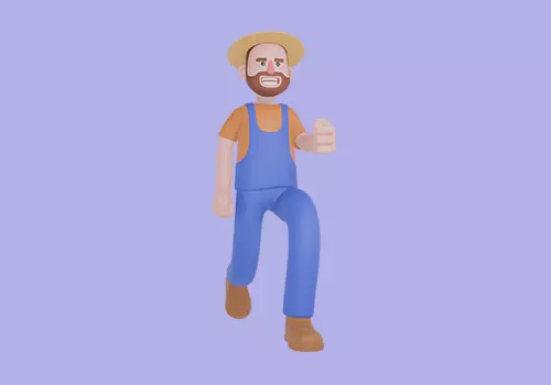 Stylized 3D Cartoon Farmer Man - Running Sporty Pose 3D model_2