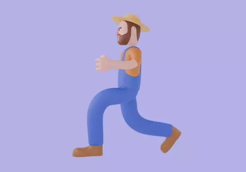 Stylized 3D Cartoon Farmer Man - Running Sporty Pose 3D model_3