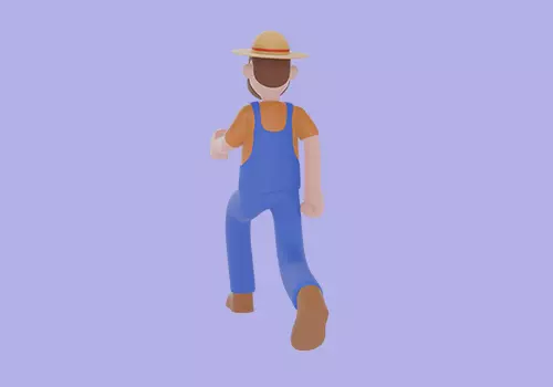 Stylized 3D Cartoon Farmer Man - Running Sporty Pose 3D model_4