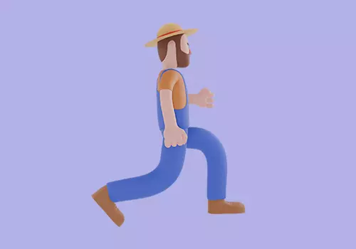 Stylized 3D Cartoon Farmer Man - Running Sporty Pose 3D model_5