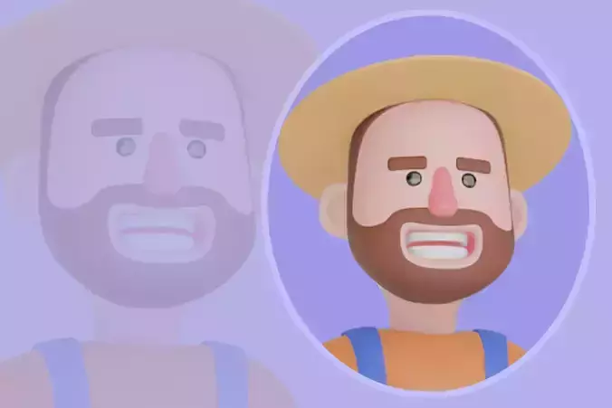 Stylized 3D Cartoon Farmer Man - Running Sporty Pose