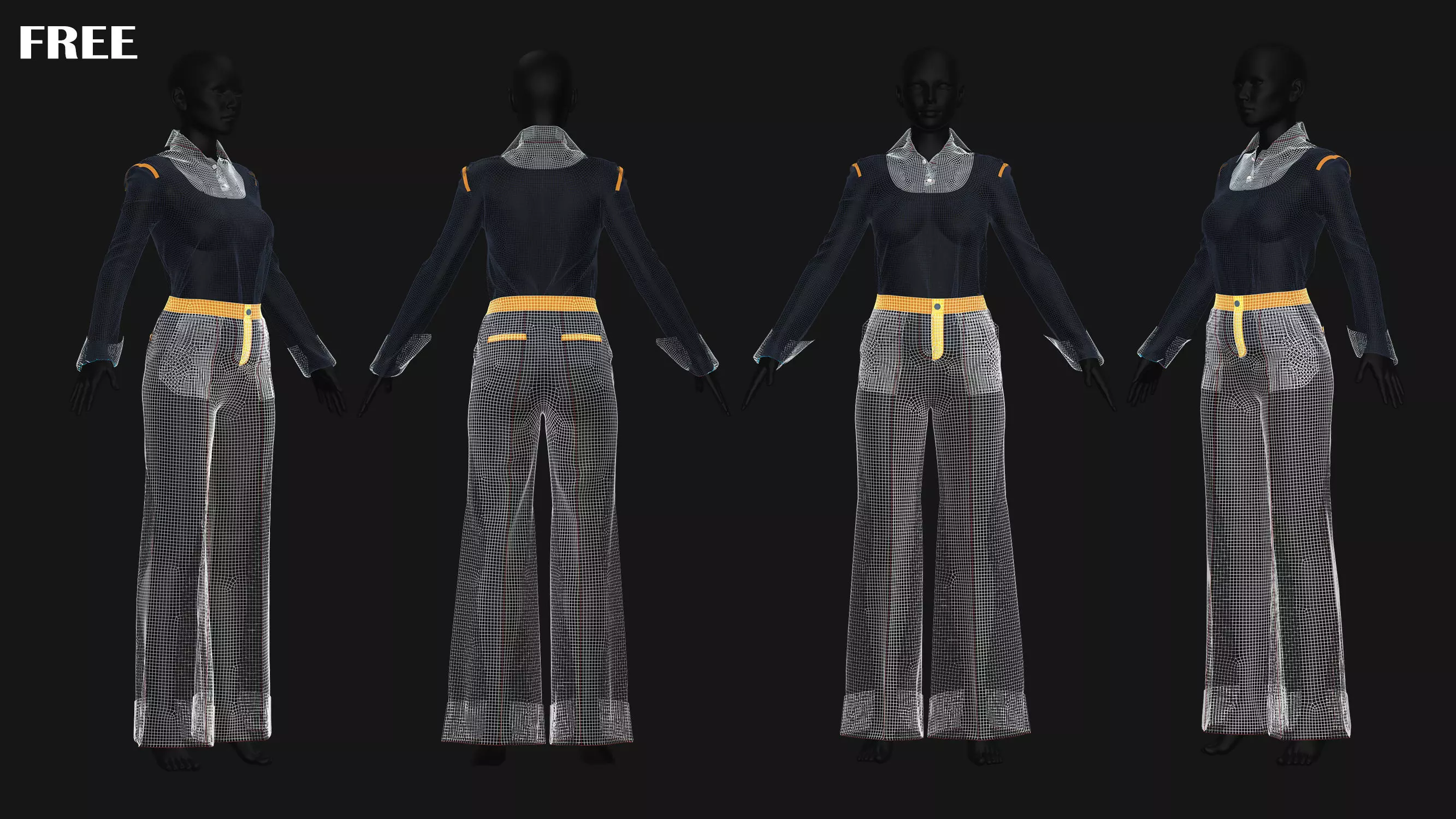 Female Outfit Set Free low-poly 3D model_3