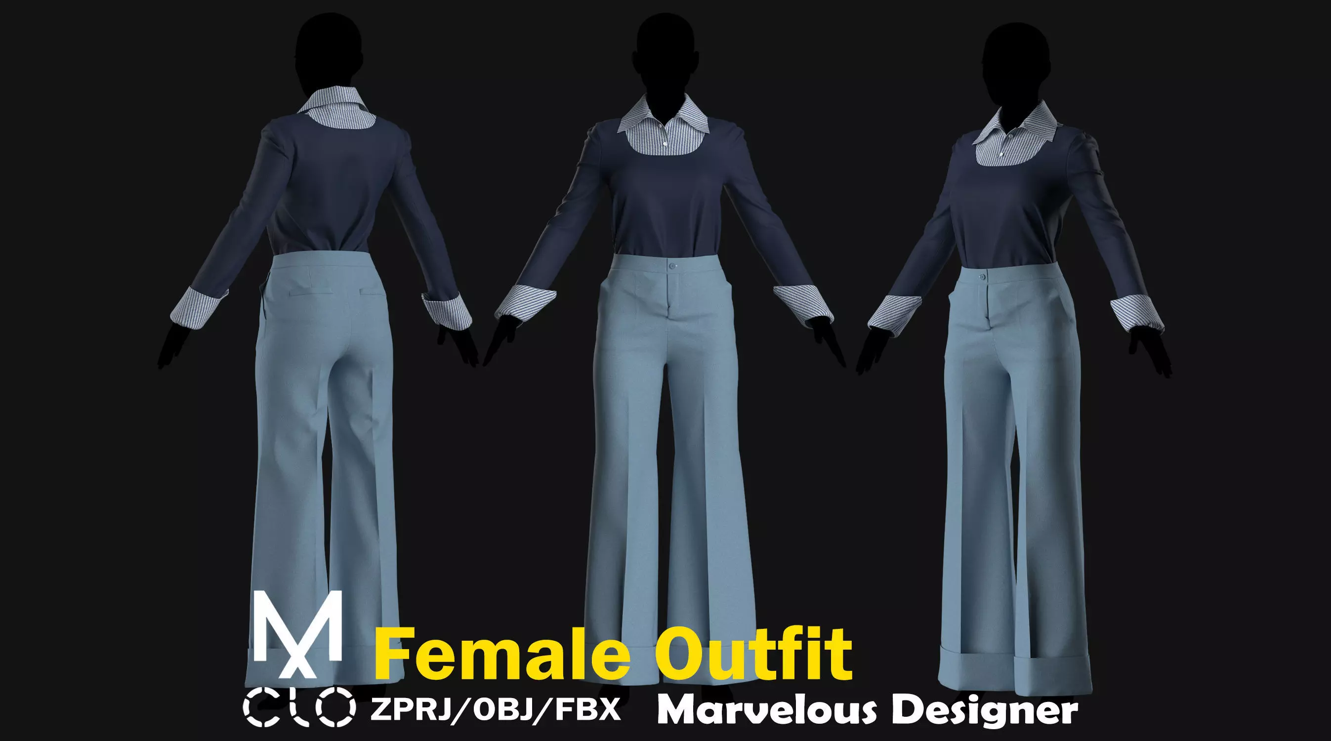 Female Outfit Set Free low-poly 3D model_0