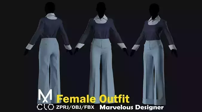 Female Outfit Set Free low-poly 3D model Female Outfit Set Free low-poly 3D model