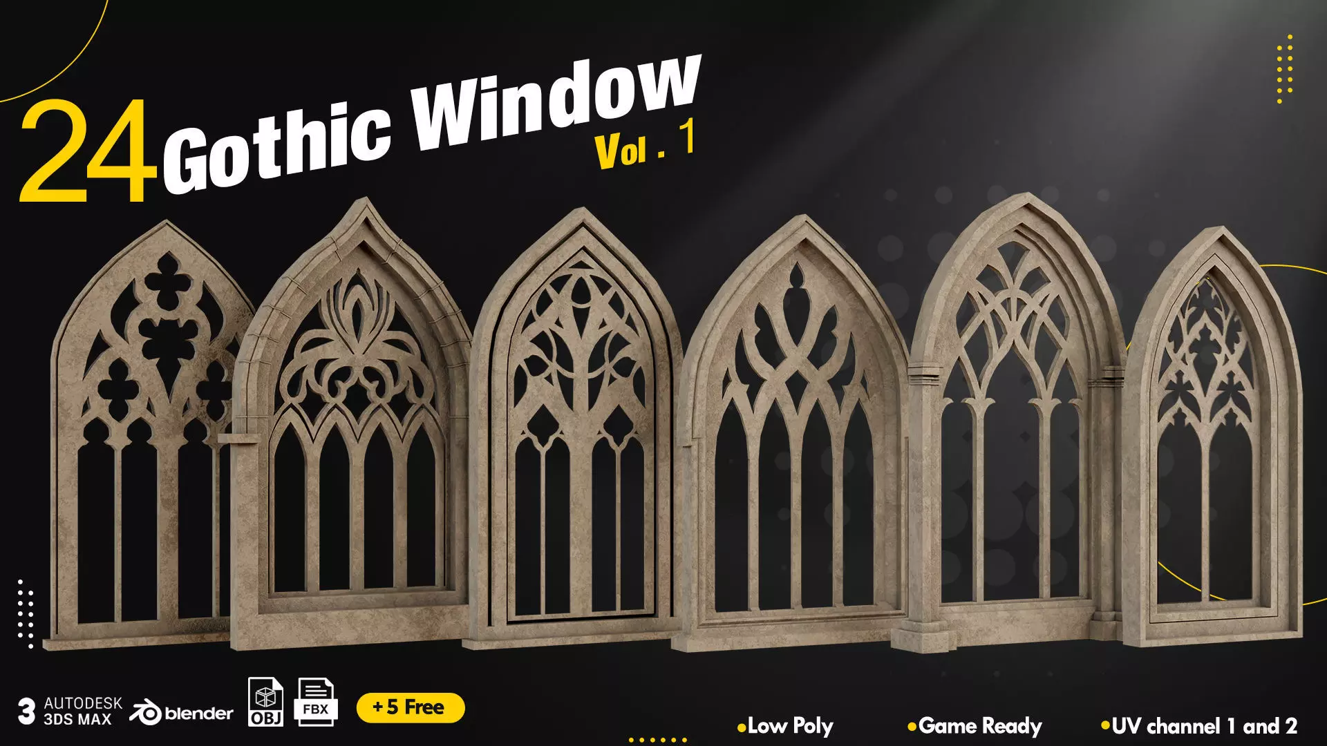 25 Gothic Window Vol1 Low-poly 3D model_0
