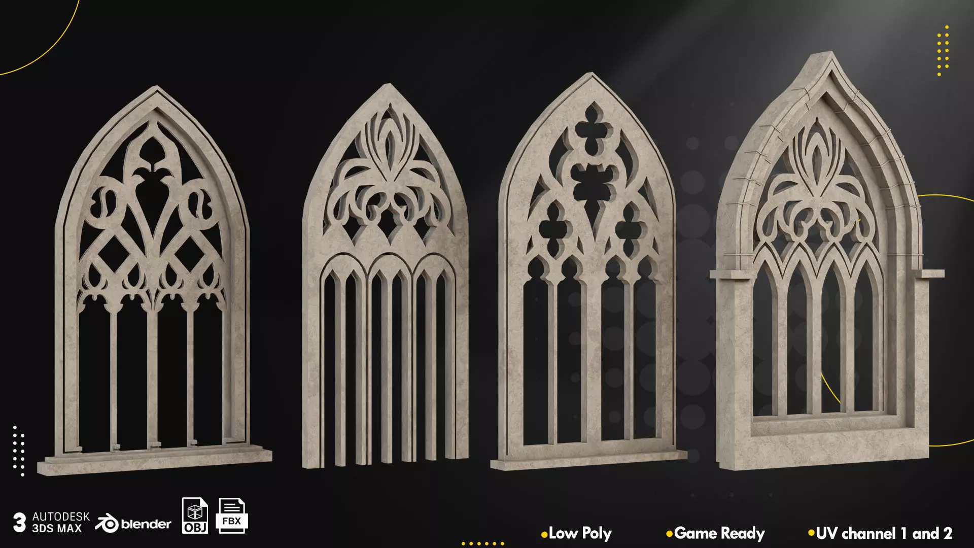 25 Gothic Window Vol1 Low-poly 3D model_1