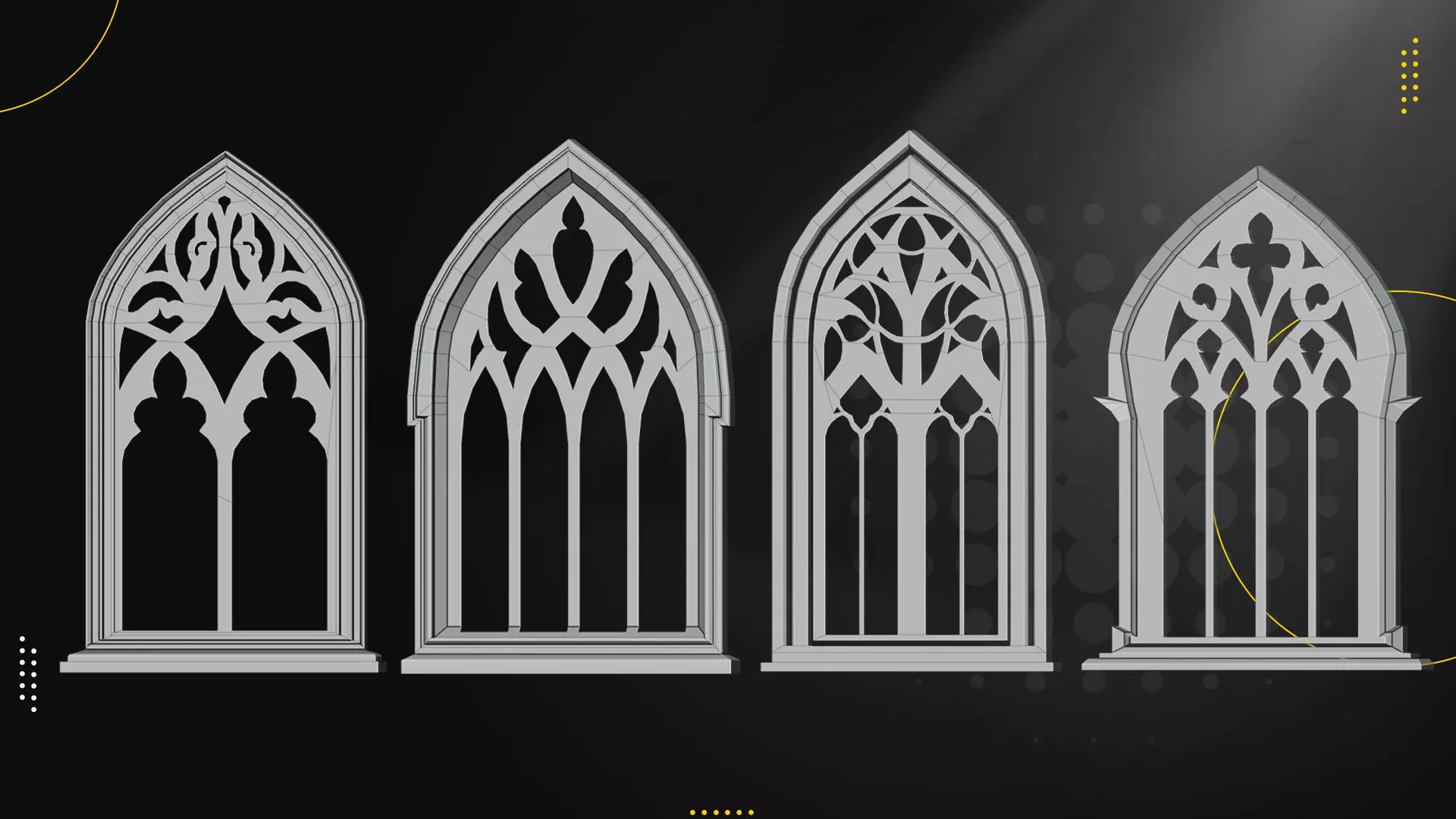 25 Gothic Window Vol1 Low-poly 3D model_4