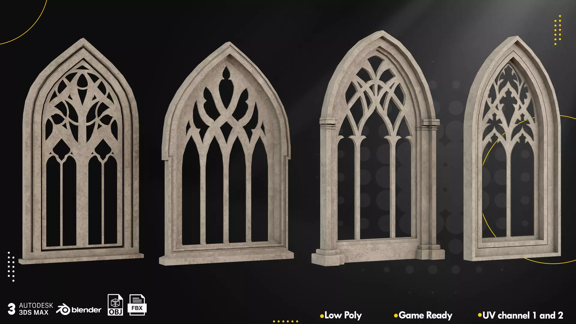 25 Gothic Window Vol1 Low-poly 3D model_2