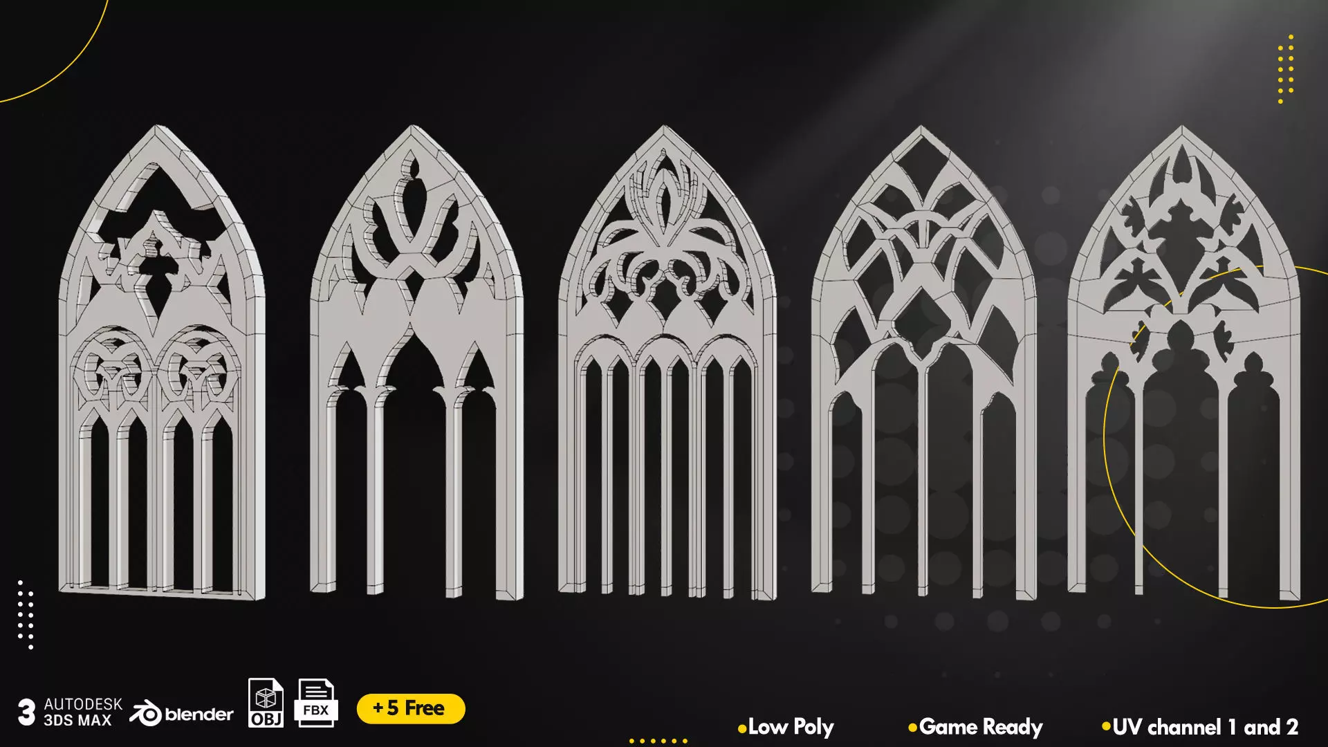 25 Gothic Window Vol1 Low-poly 3D model_7