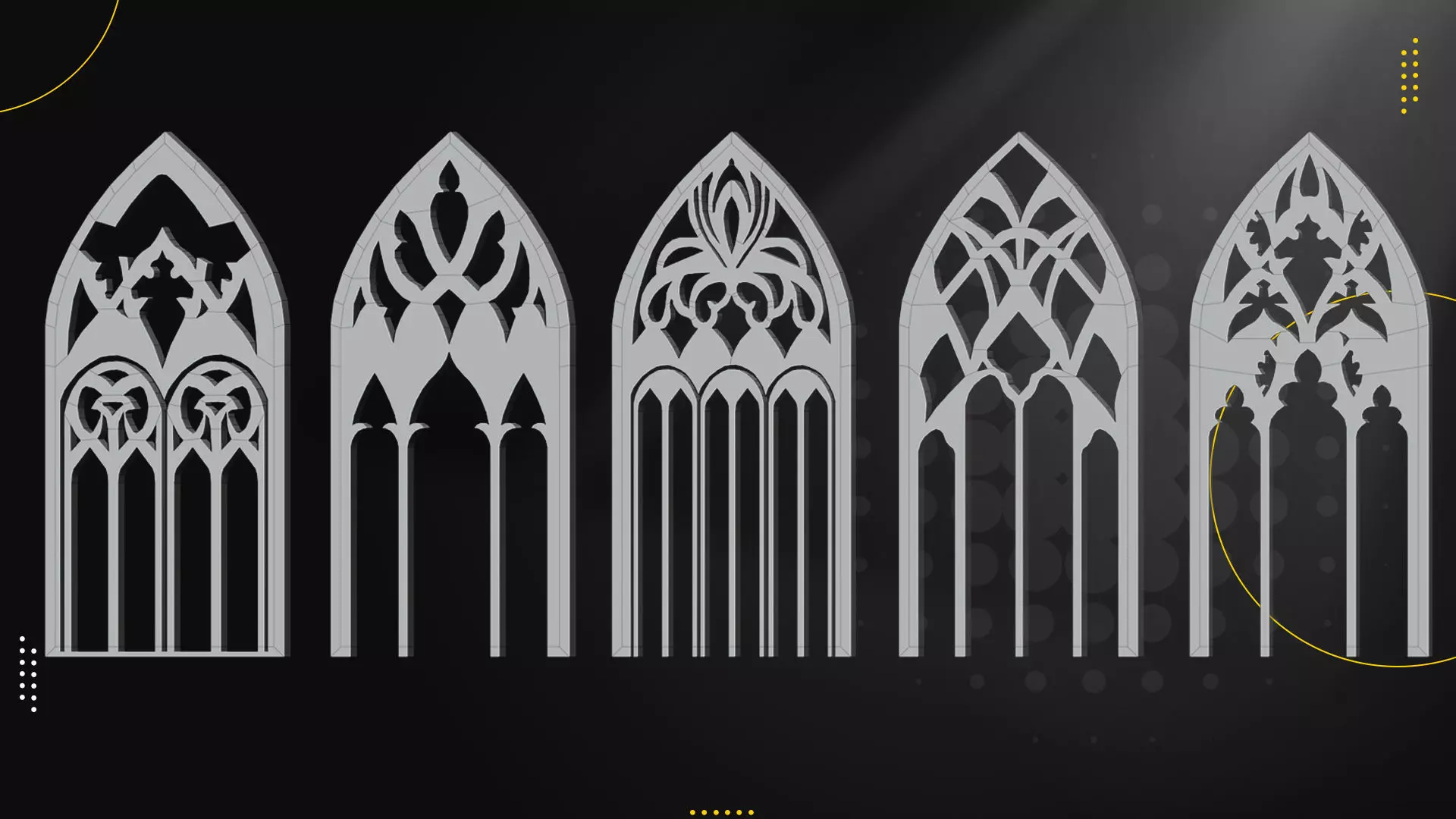 25 Gothic Window Vol1 Low-poly 3D model_5