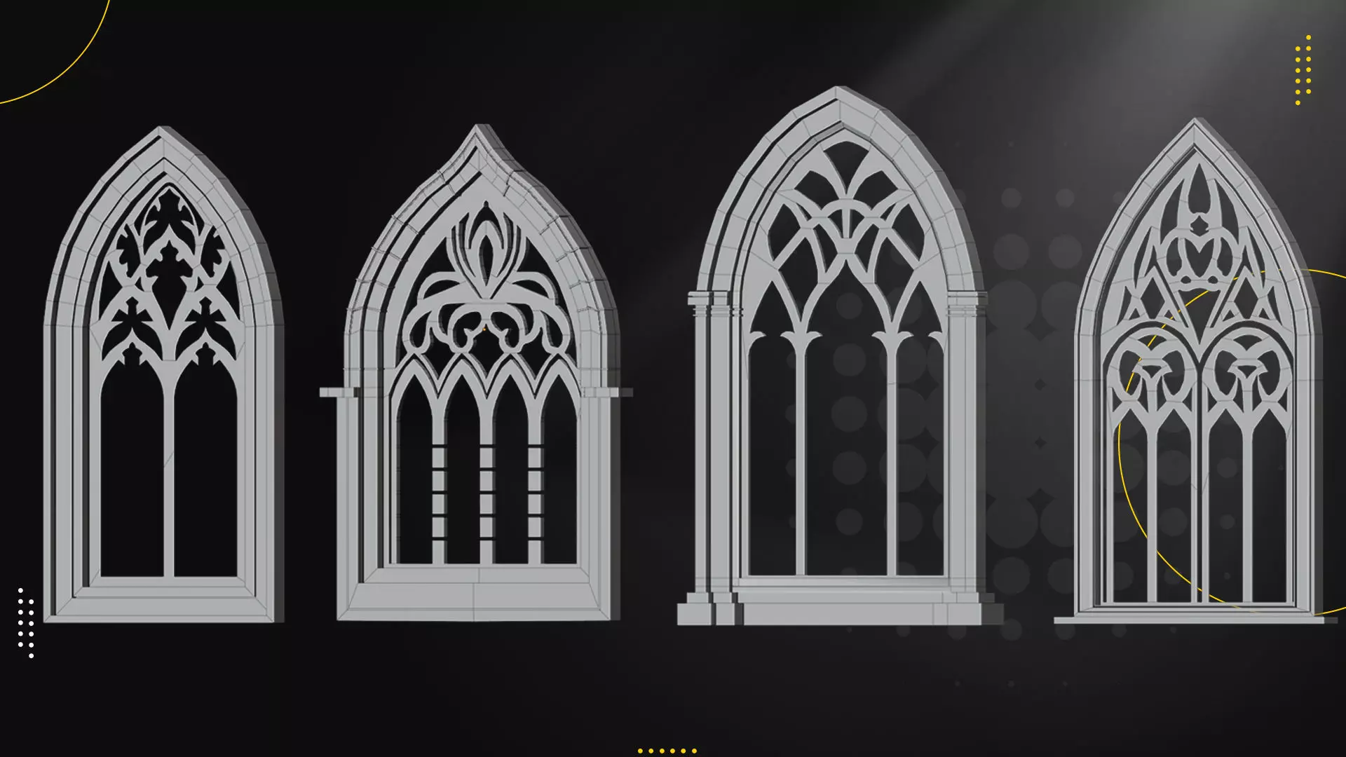 25 Gothic Window Vol1 Low-poly 3D model_3