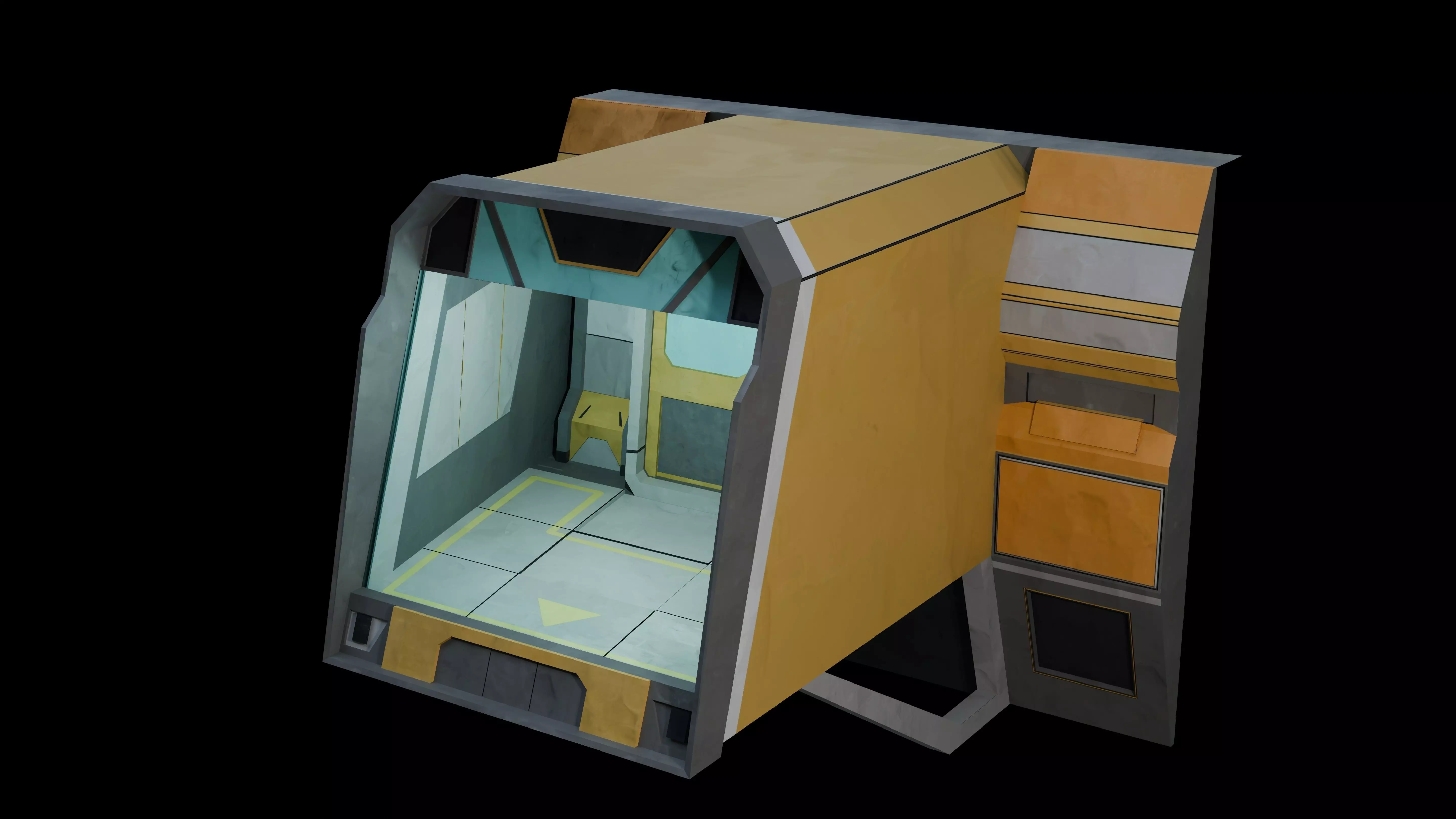Stylized Spaceship Dock Low-poly 3D model_0