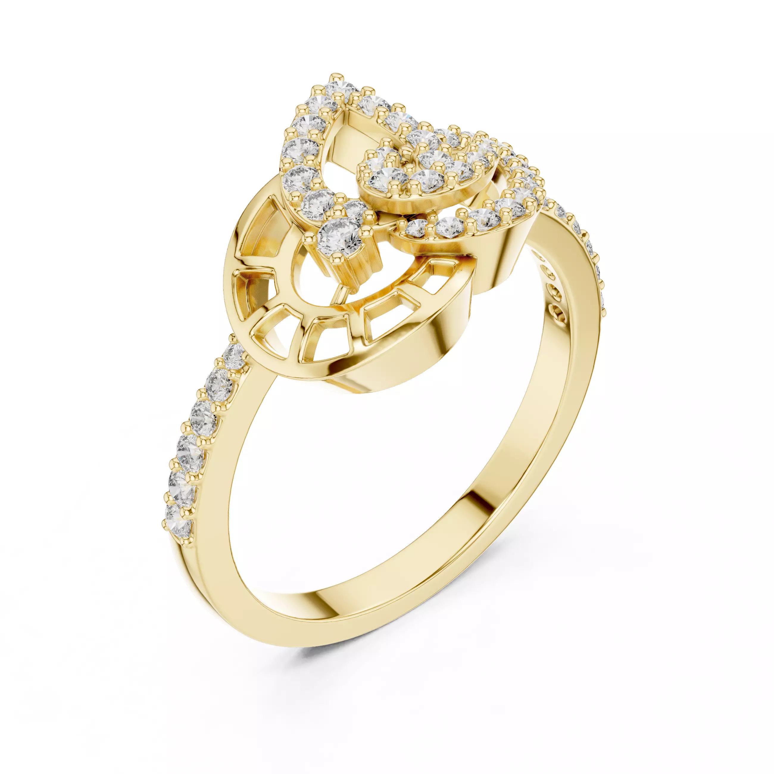 Round Cut Diamond Pear Shape Engagement Ring 3DM STL Video 3D print model_7