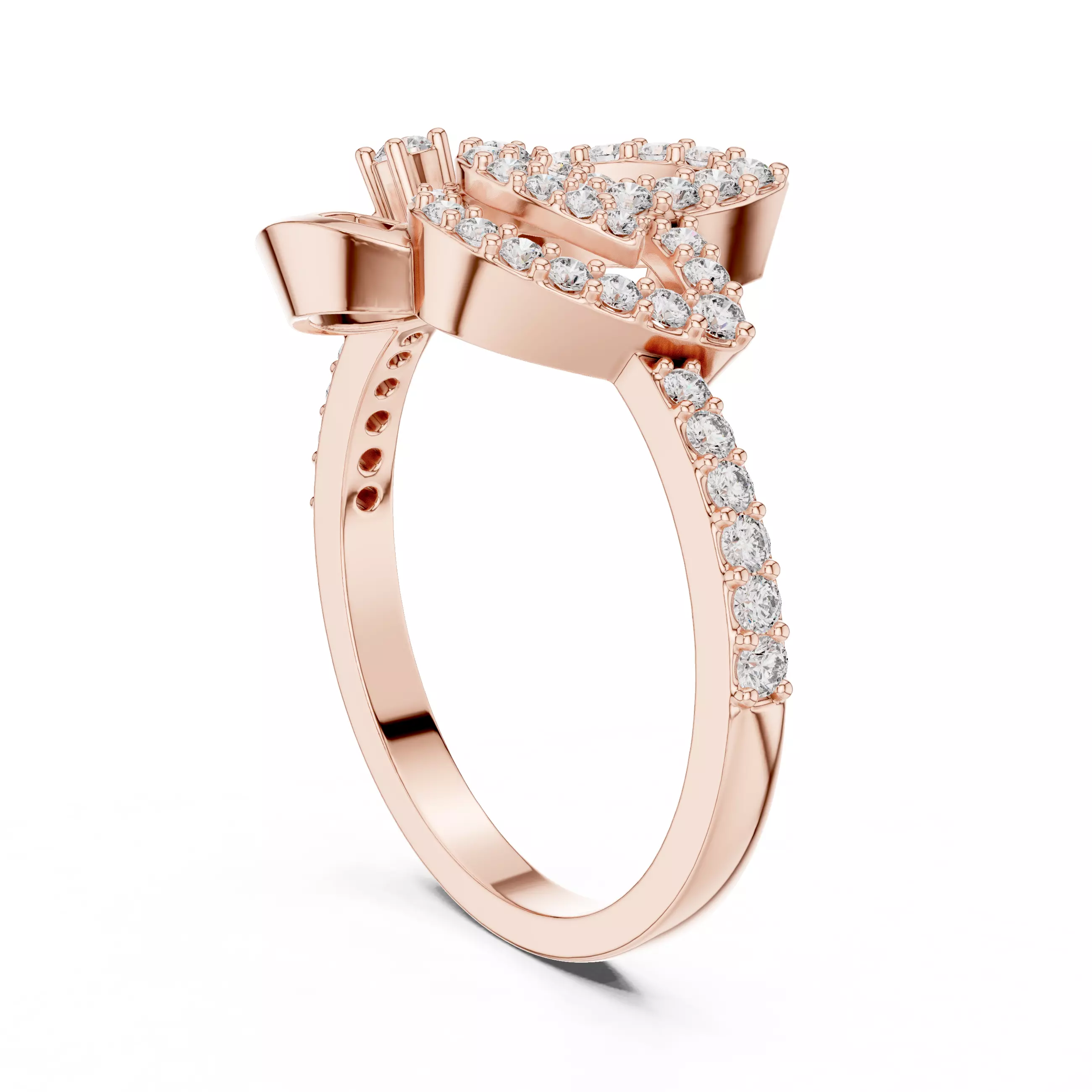 Round Cut Diamond Pear Shape Engagement Ring 3DM STL Video 3D print model_3