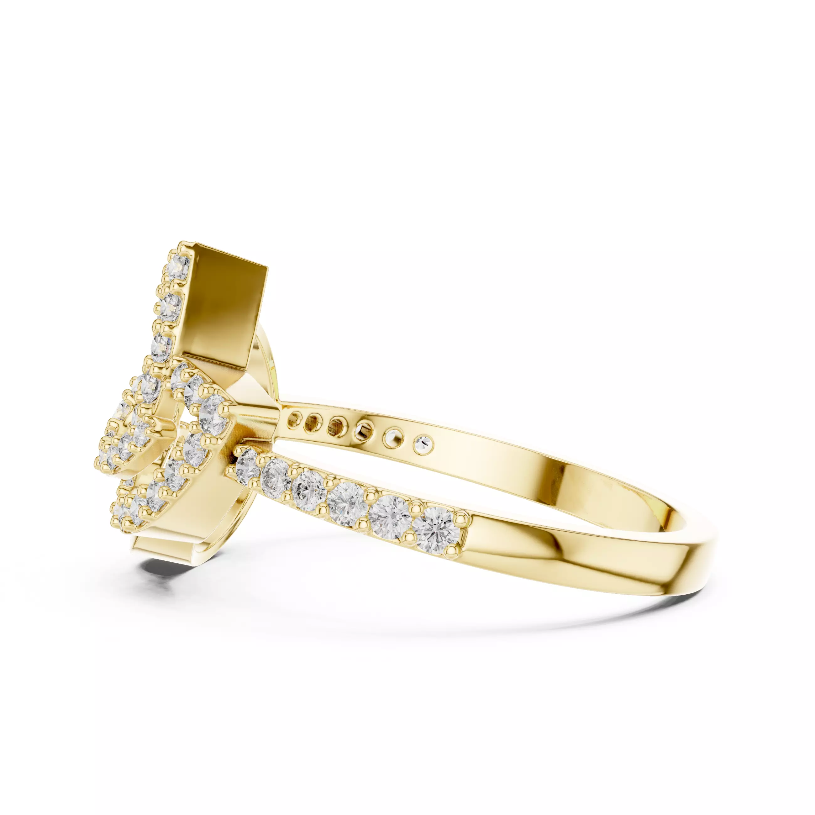 Round Cut Diamond Pear Shape Engagement Ring 3DM STL Video 3D print model_8
