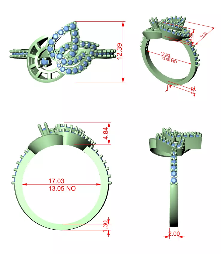 Round Cut Diamond Pear Shape Engagement Ring 3DM STL Video 3D print model_12