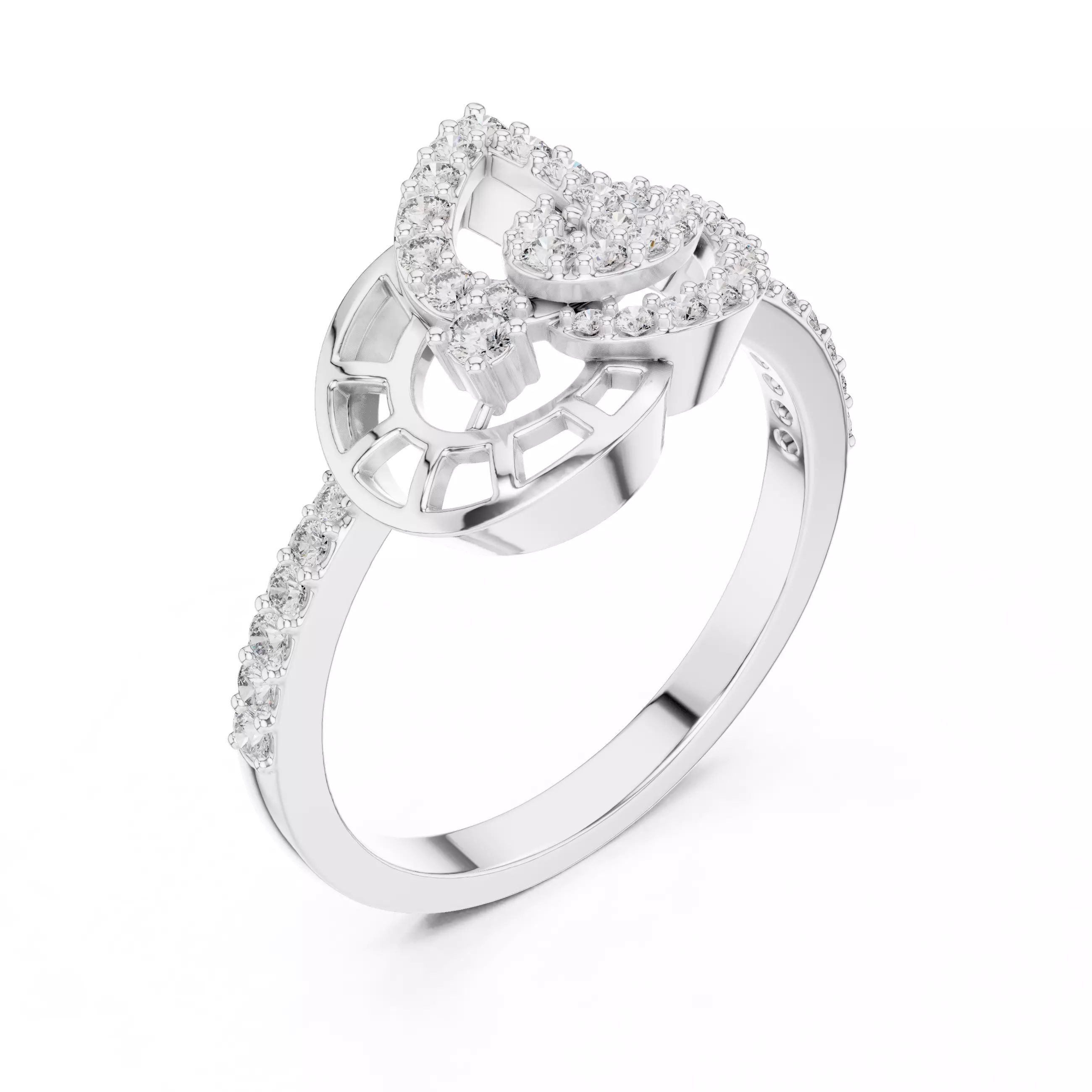 Round Cut Diamond Pear Shape Engagement Ring 3DM STL Video 3D print model_10