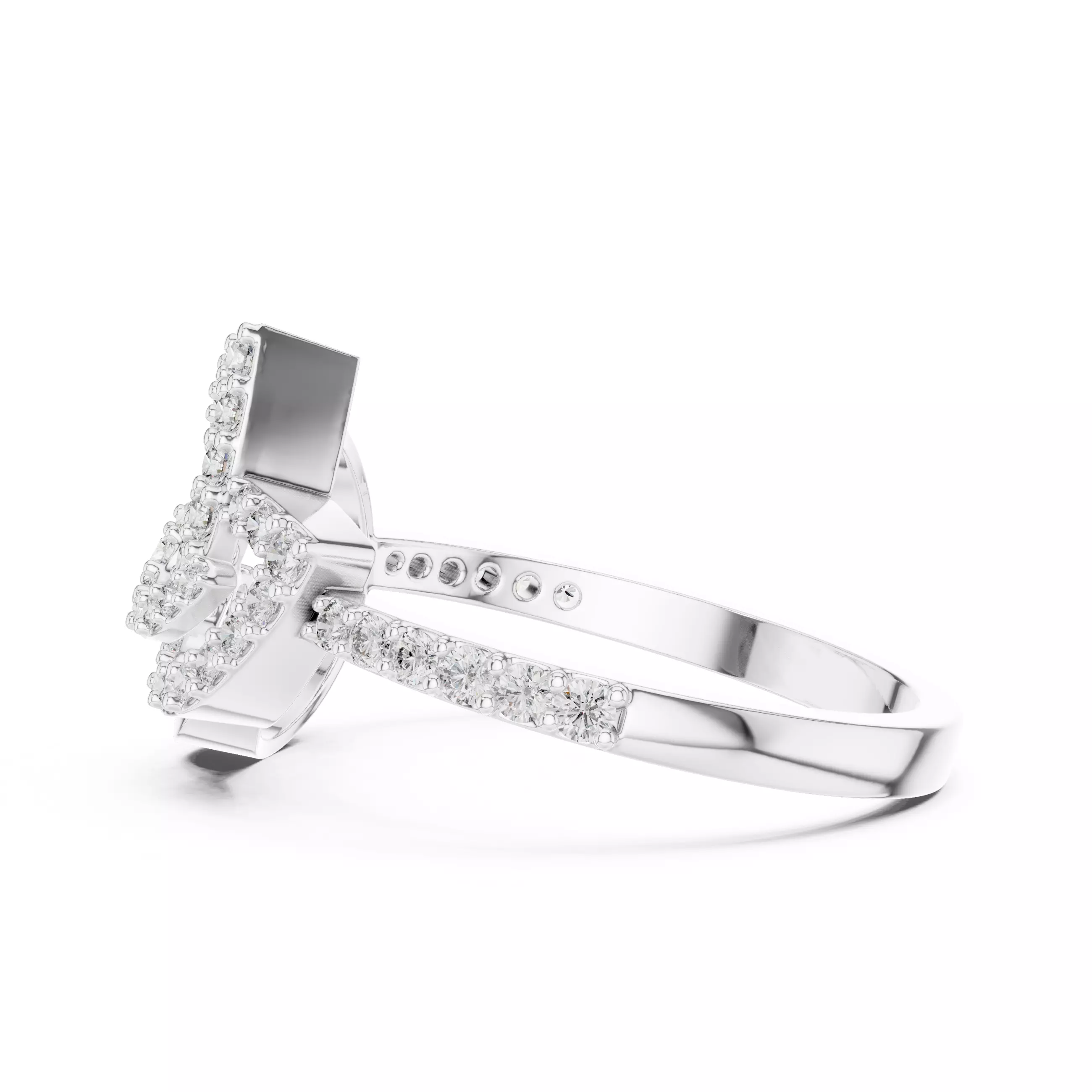 Round Cut Diamond Pear Shape Engagement Ring 3DM STL Video 3D print model_11