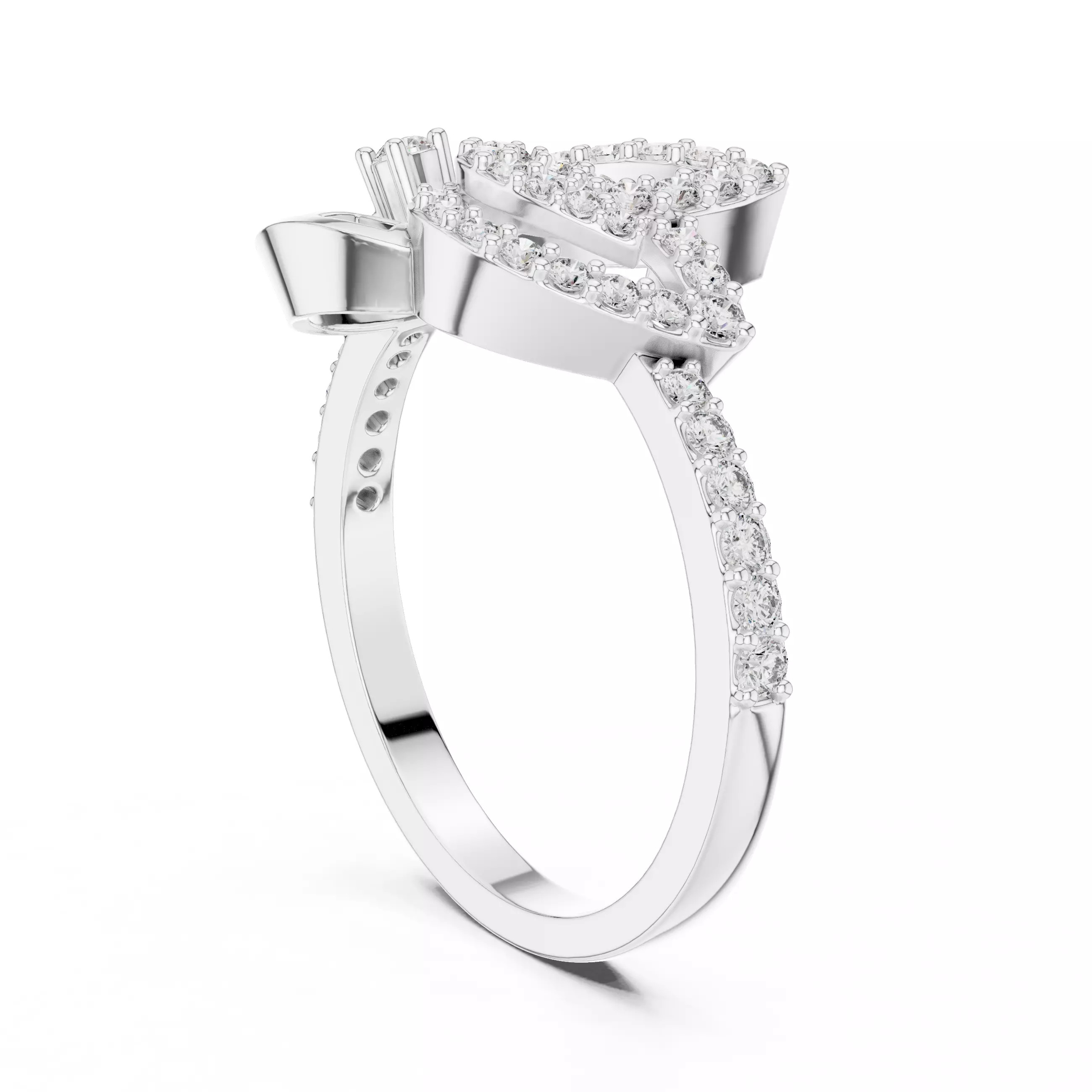 Round Cut Diamond Pear Shape Engagement Ring 3DM STL Video 3D print model_9