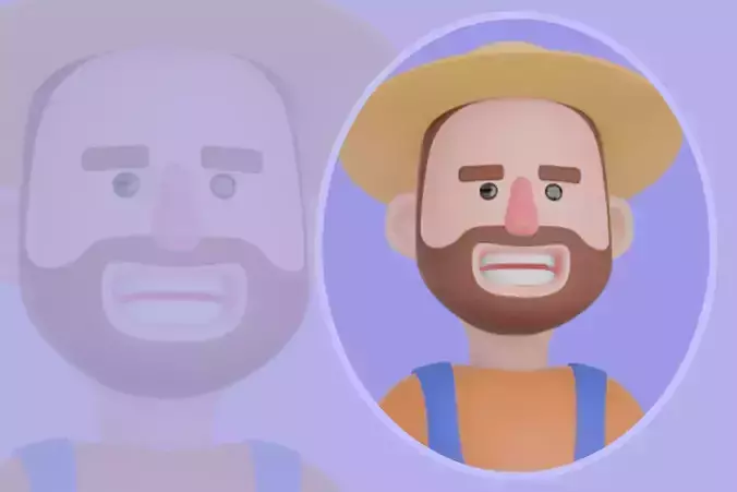 Stylized 3D Cartoon Farmer Man - Sitting on Barrel Rest