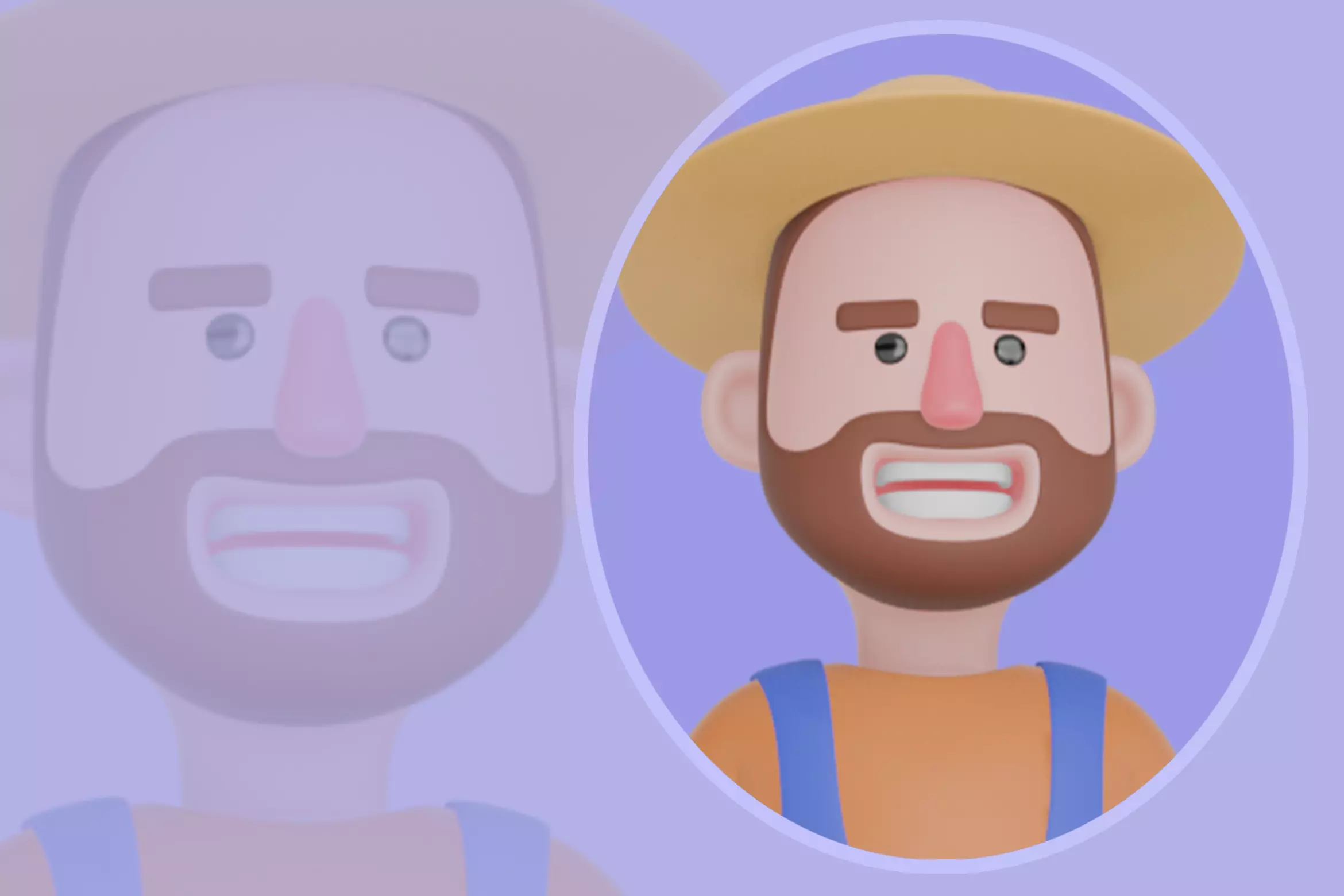 Stylized 3D Cartoon Farmer Man - Sitting on Barrel Rest 3D model_0