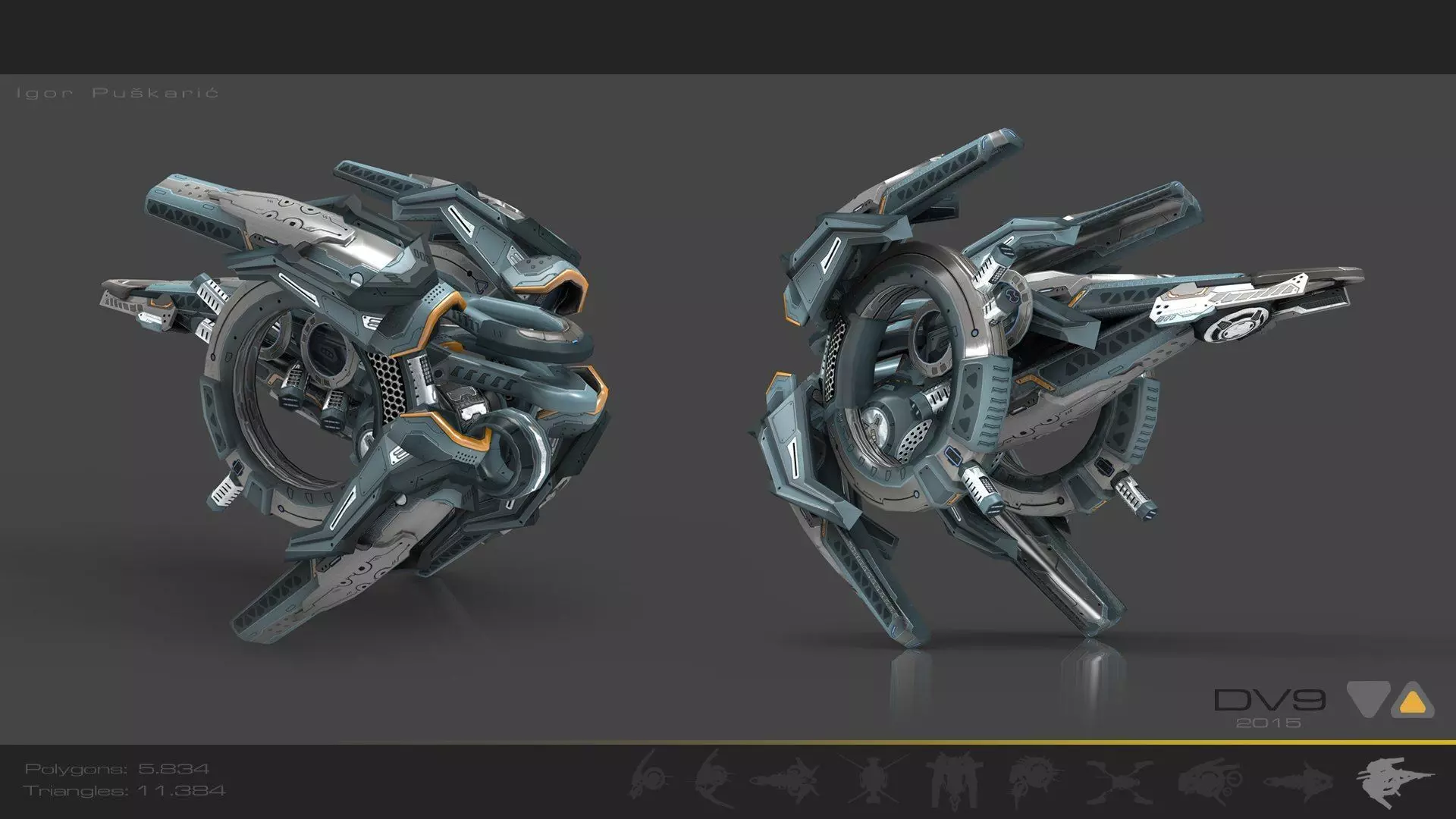 Cybertech 10 Drone pack Low-poly 3D model_35