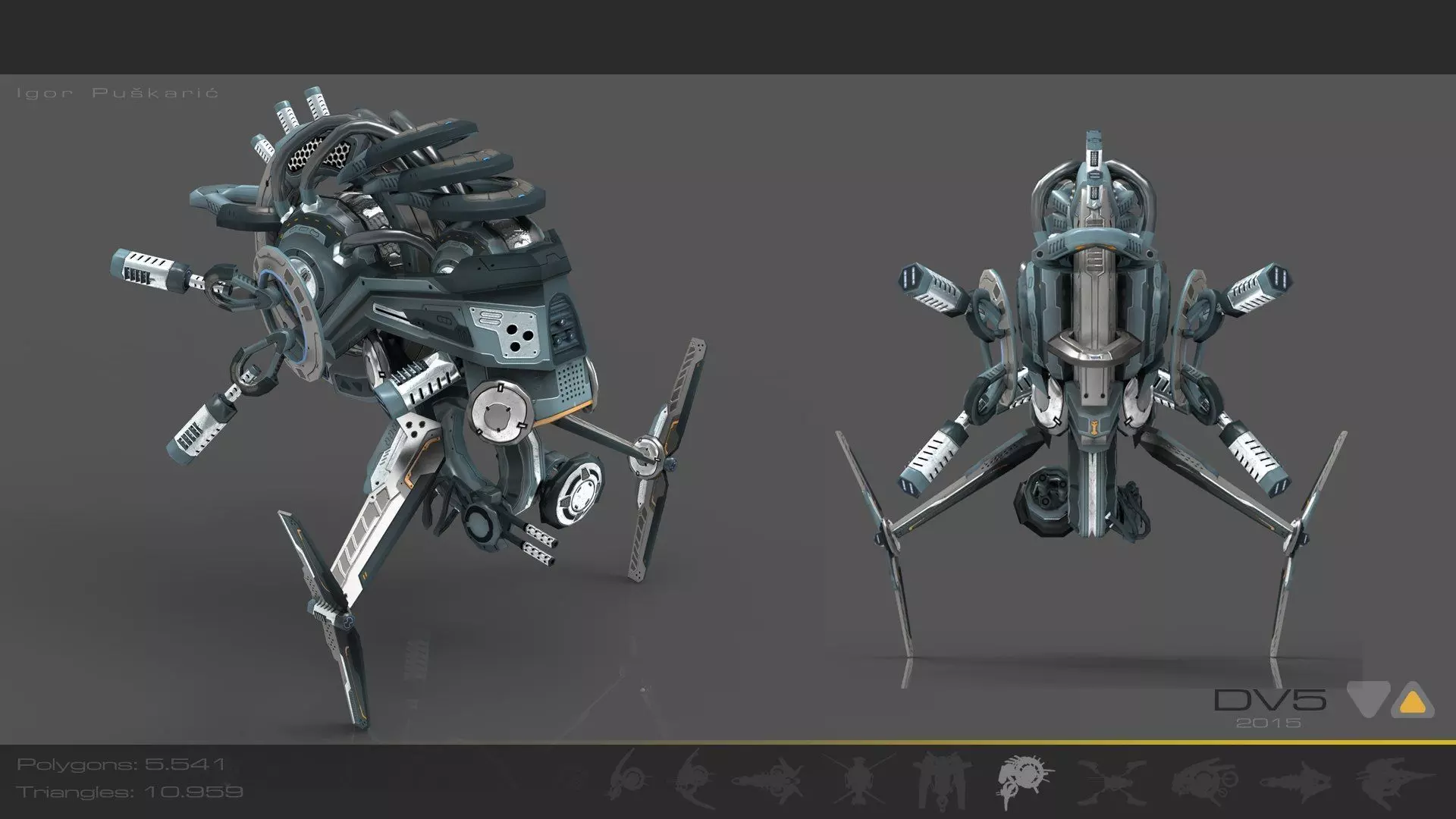 Cybertech 10 Drone pack Low-poly 3D model_19