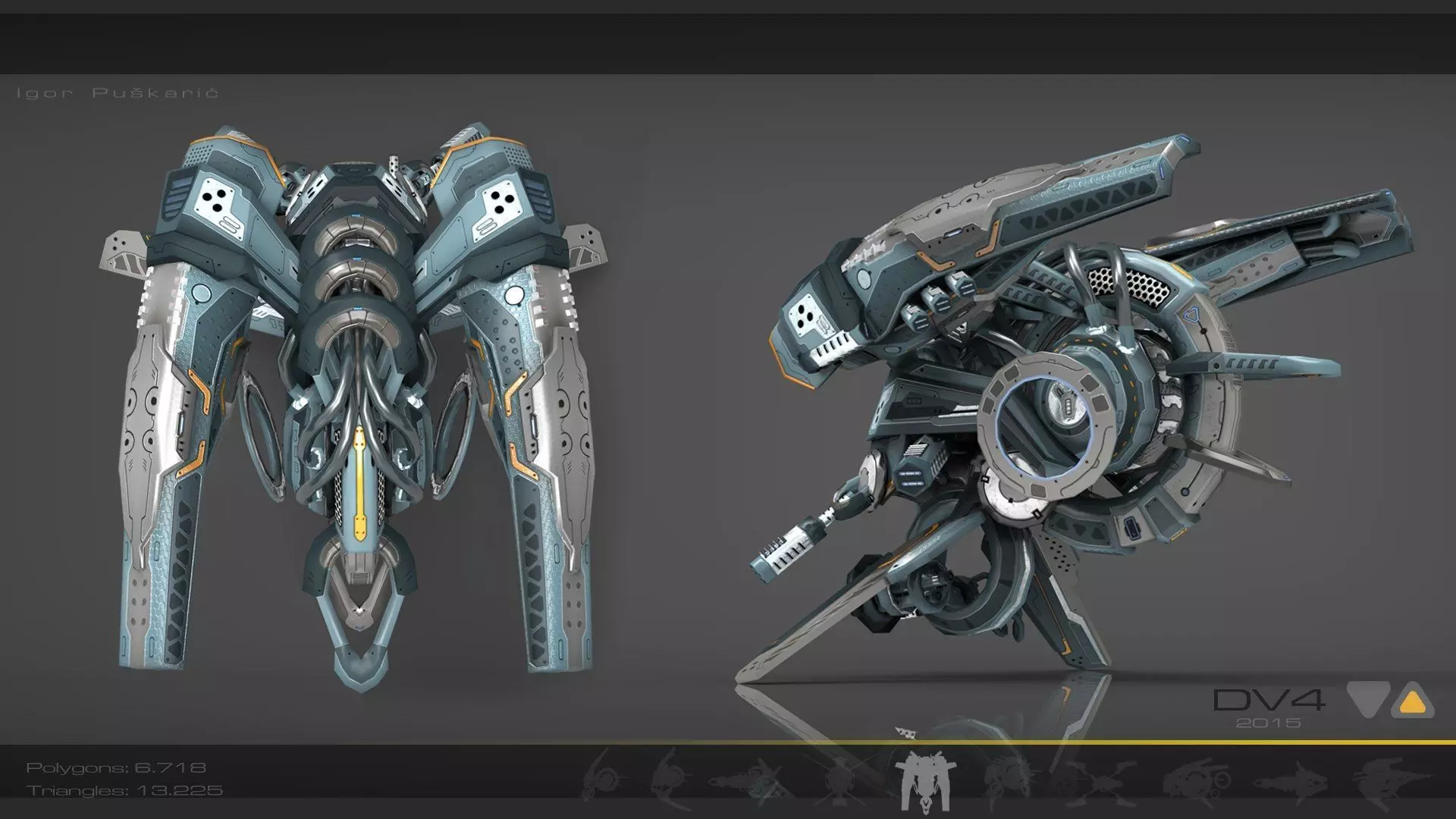 Cybertech 10 Drone pack Low-poly 3D model_41