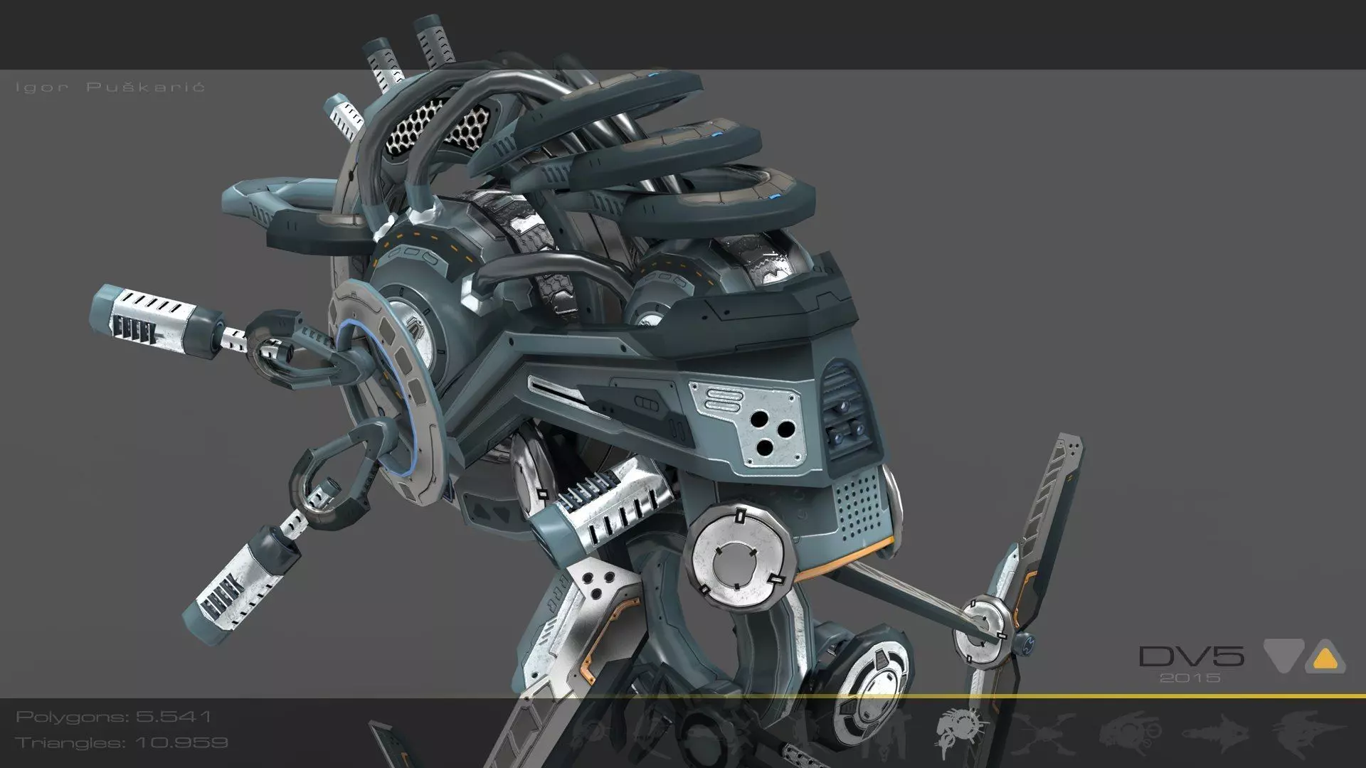 Cybertech 10 Drone pack Low-poly 3D model_8