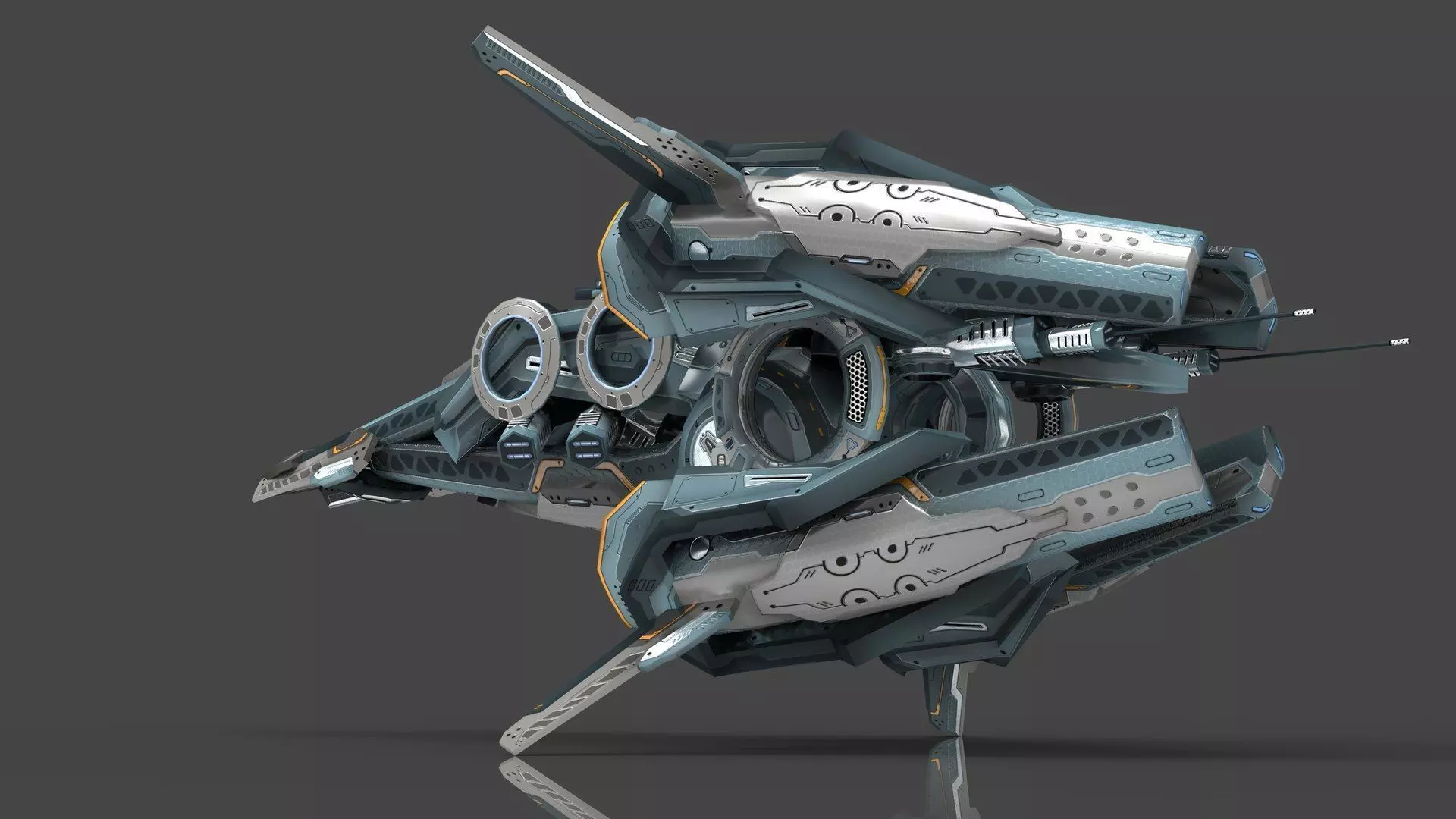 Cybertech 10 Drone pack Low-poly 3D model_38