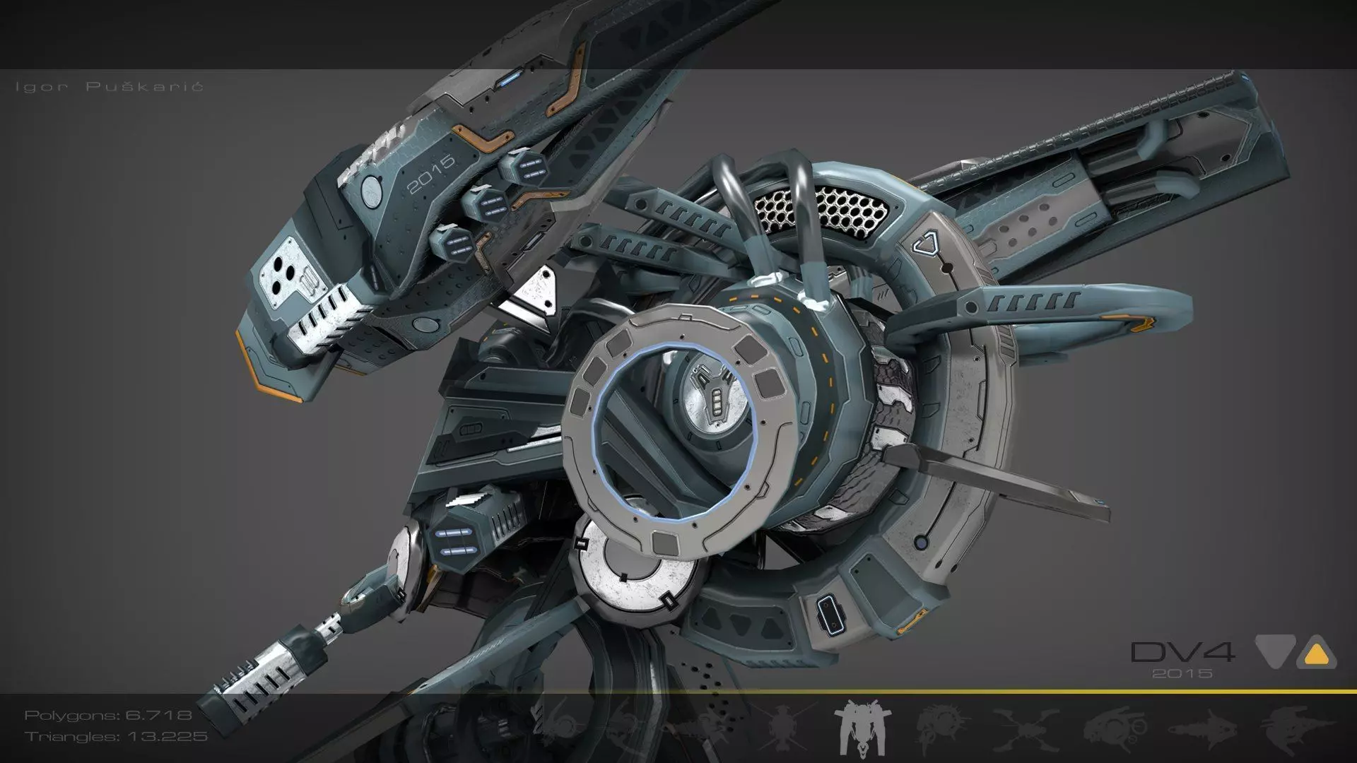 Cybertech 10 Drone pack Low-poly 3D model_47